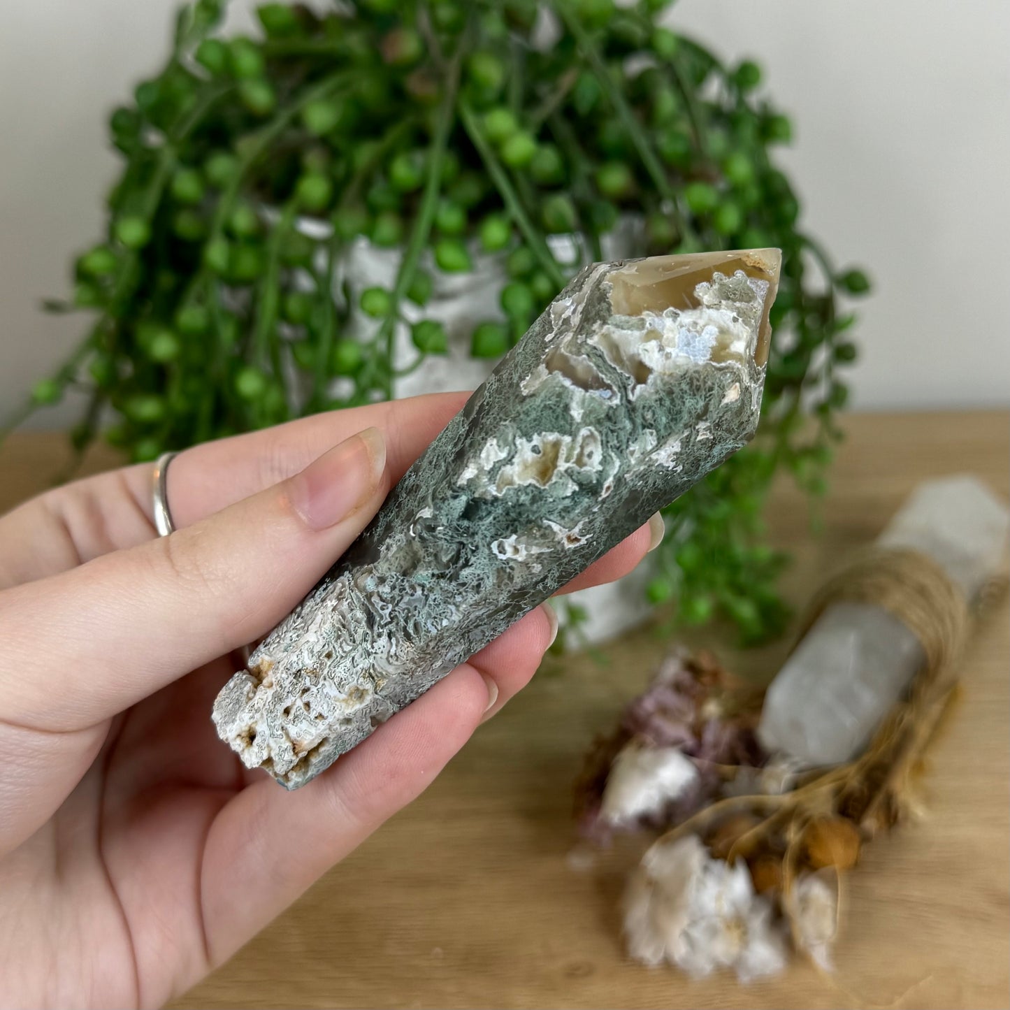 Moss Agate Wand (P590)