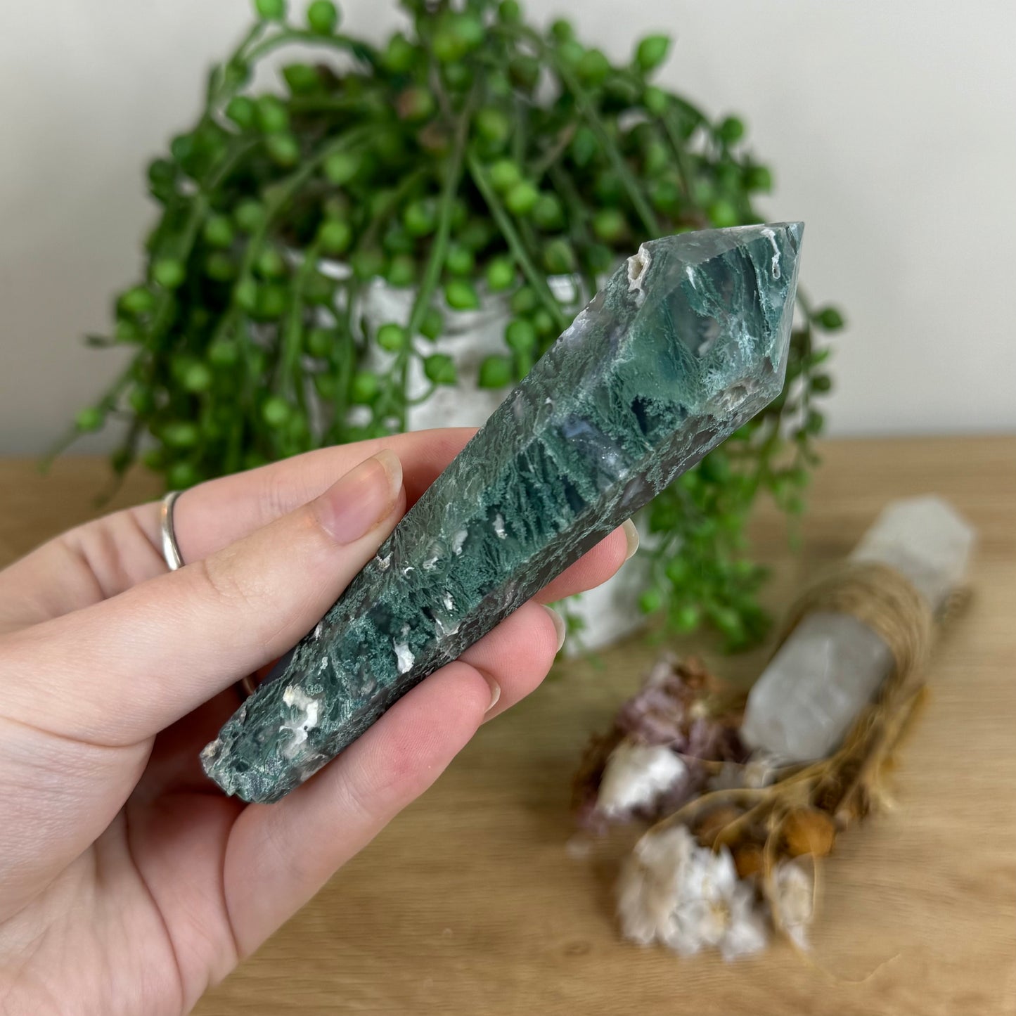 Moss Agate Wand (P592)