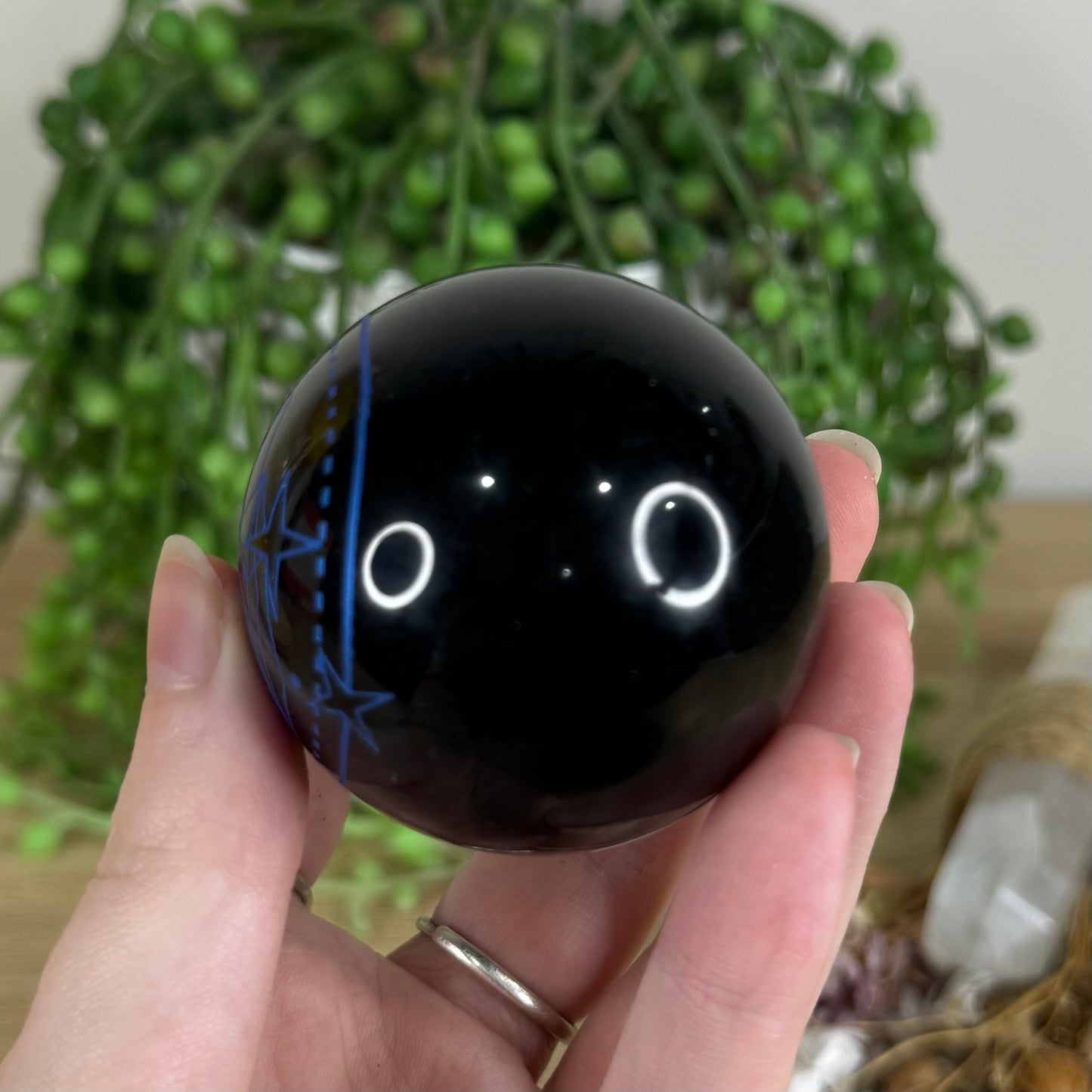 Blue Print Black Obsidian Sphere (P537)