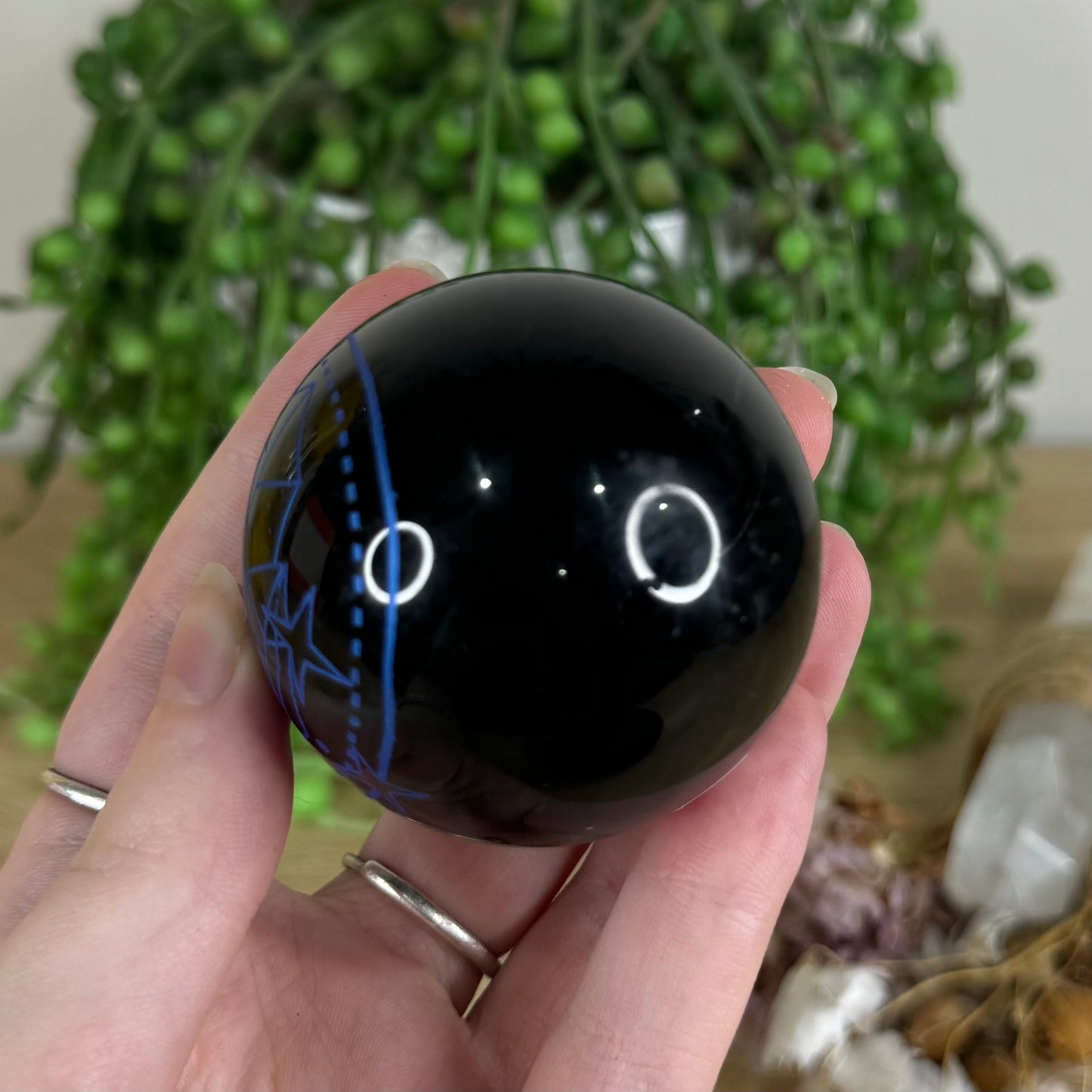 Blue Print Black Obsidian Sphere (P539)