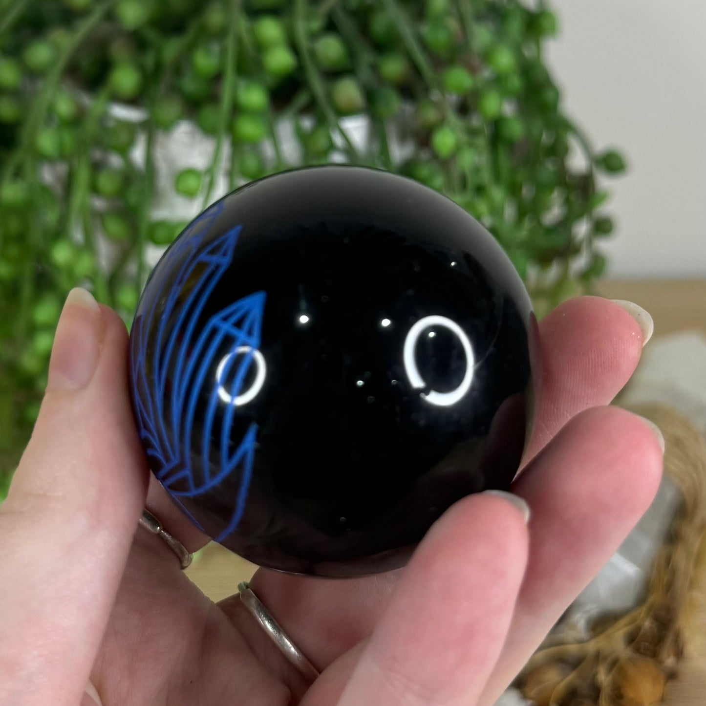 Blue Print Black Obsidian Sphere (P536)