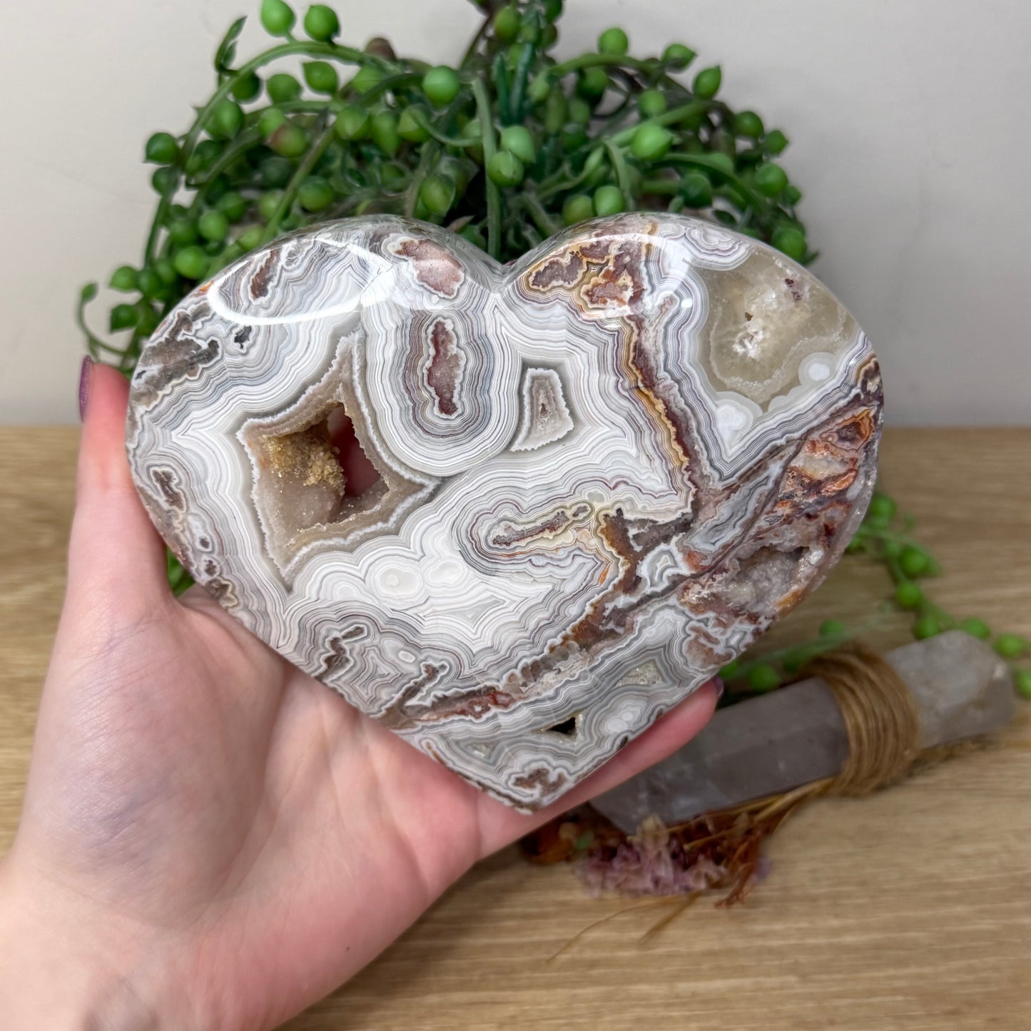 Mexican Crazy Lace Agate Heart (Z942)