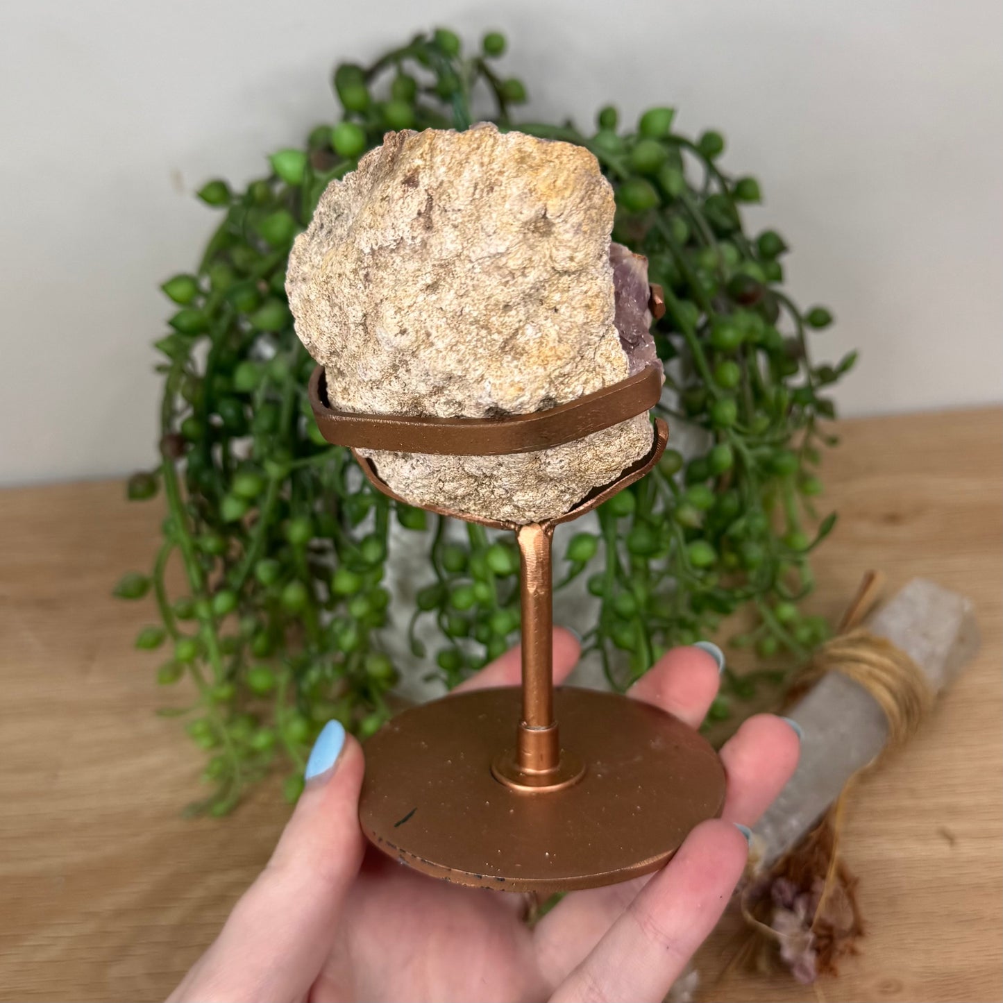 Argentina Pink Amethyst Geode On Stand 2