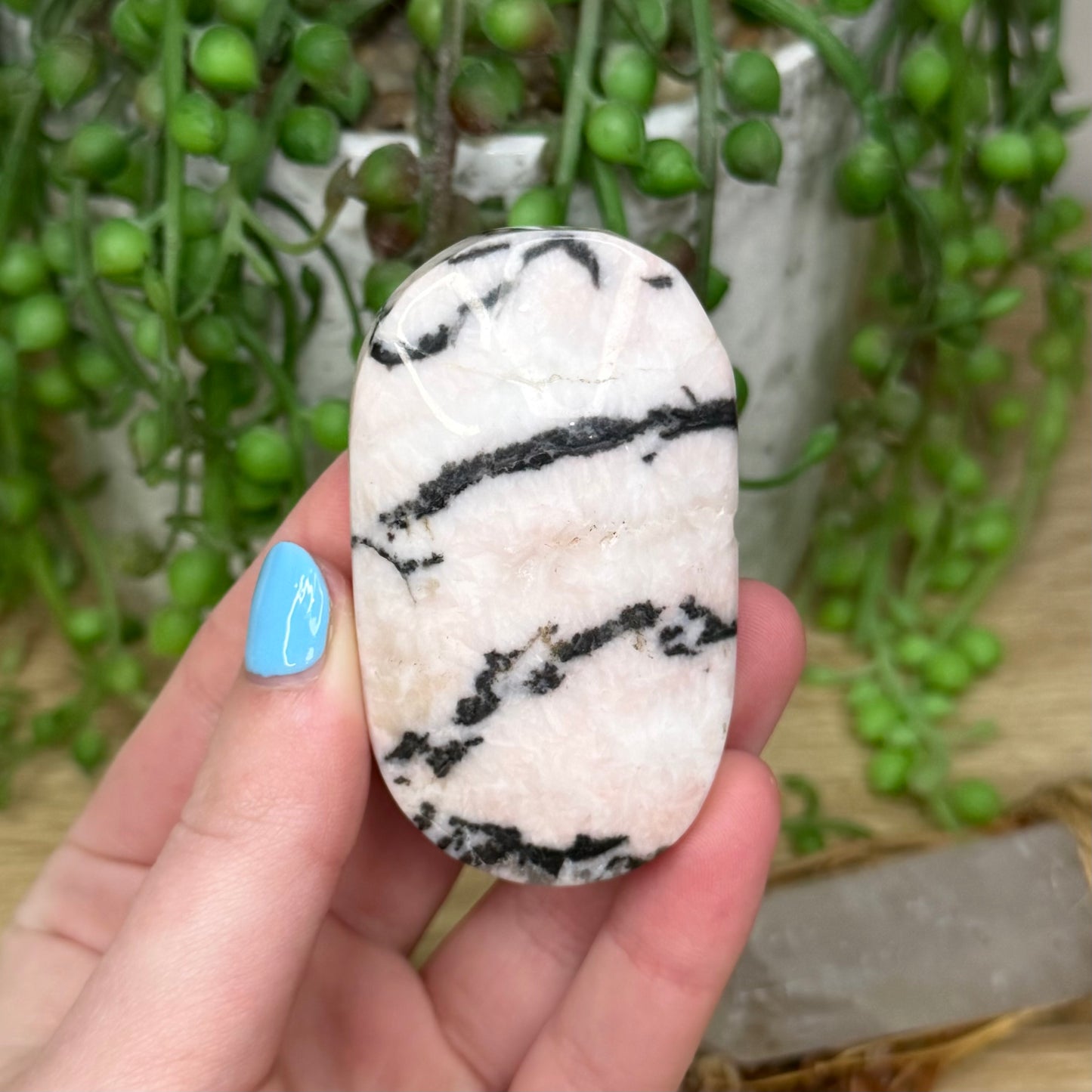 Pink Zebra Jasper Palm Stone (282A)