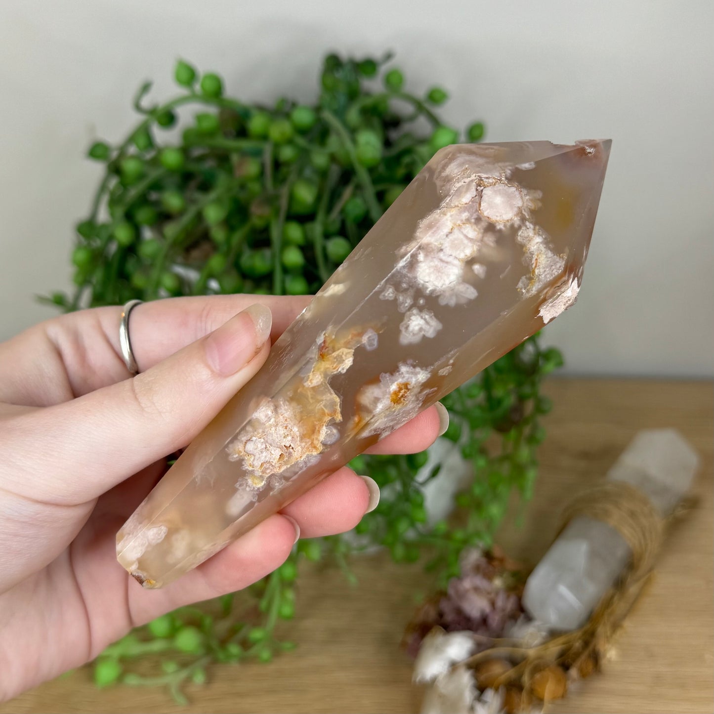 Flower Agate Wand (P843)