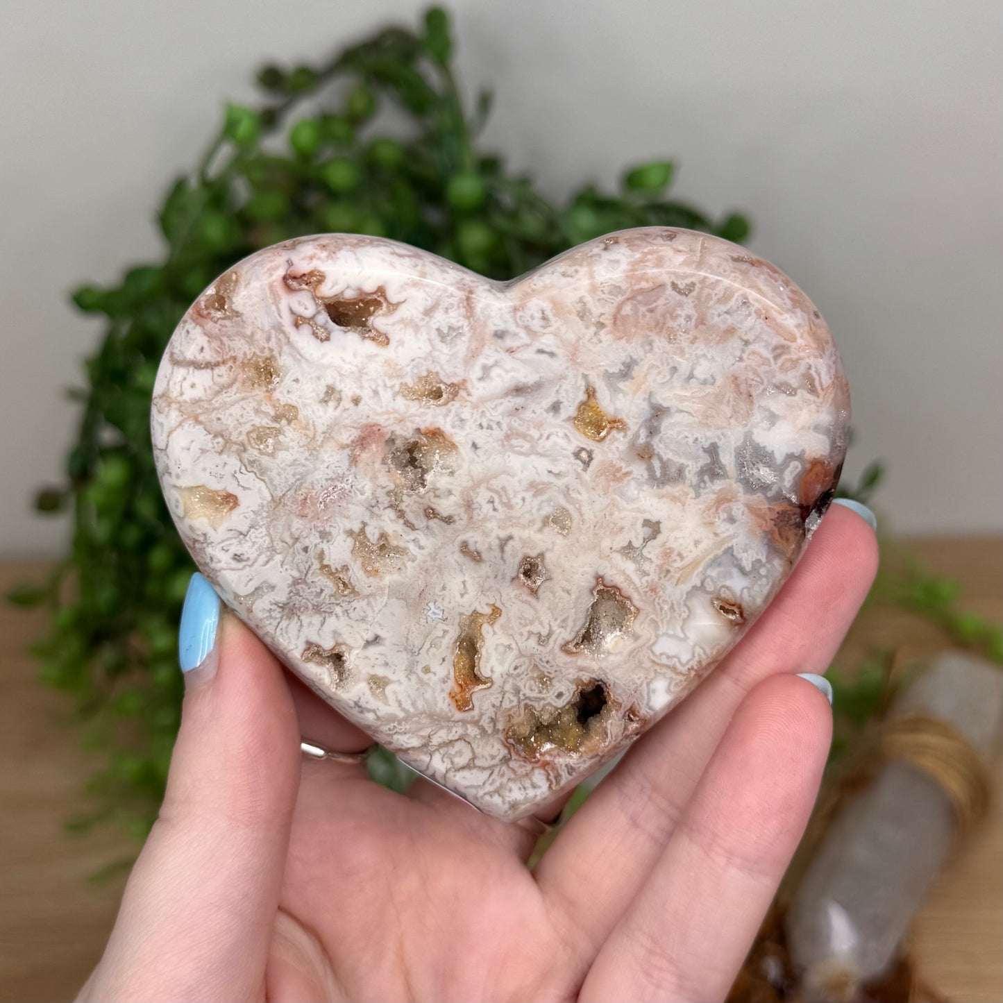 Pink Crazy Lace Agate Heart (U485)