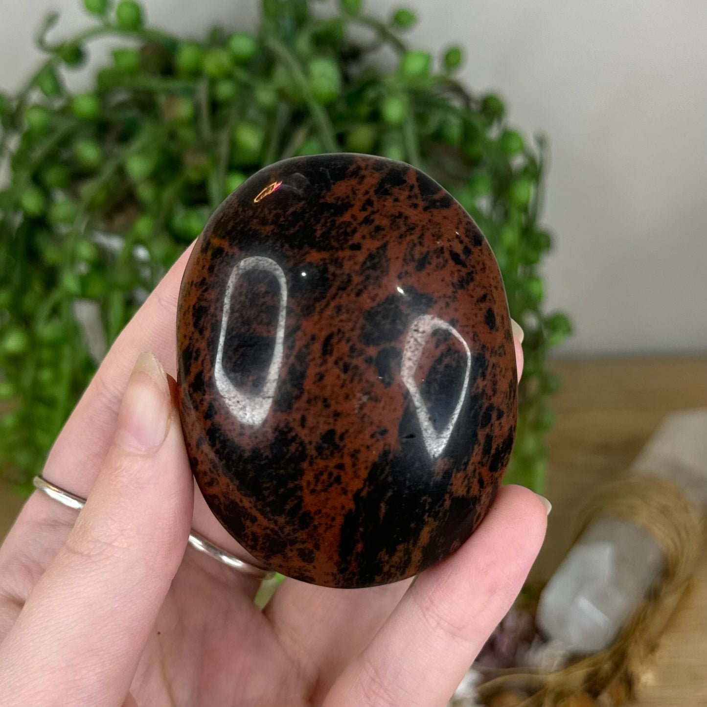 Mahogany Obsidian Palm Stone (Q216)