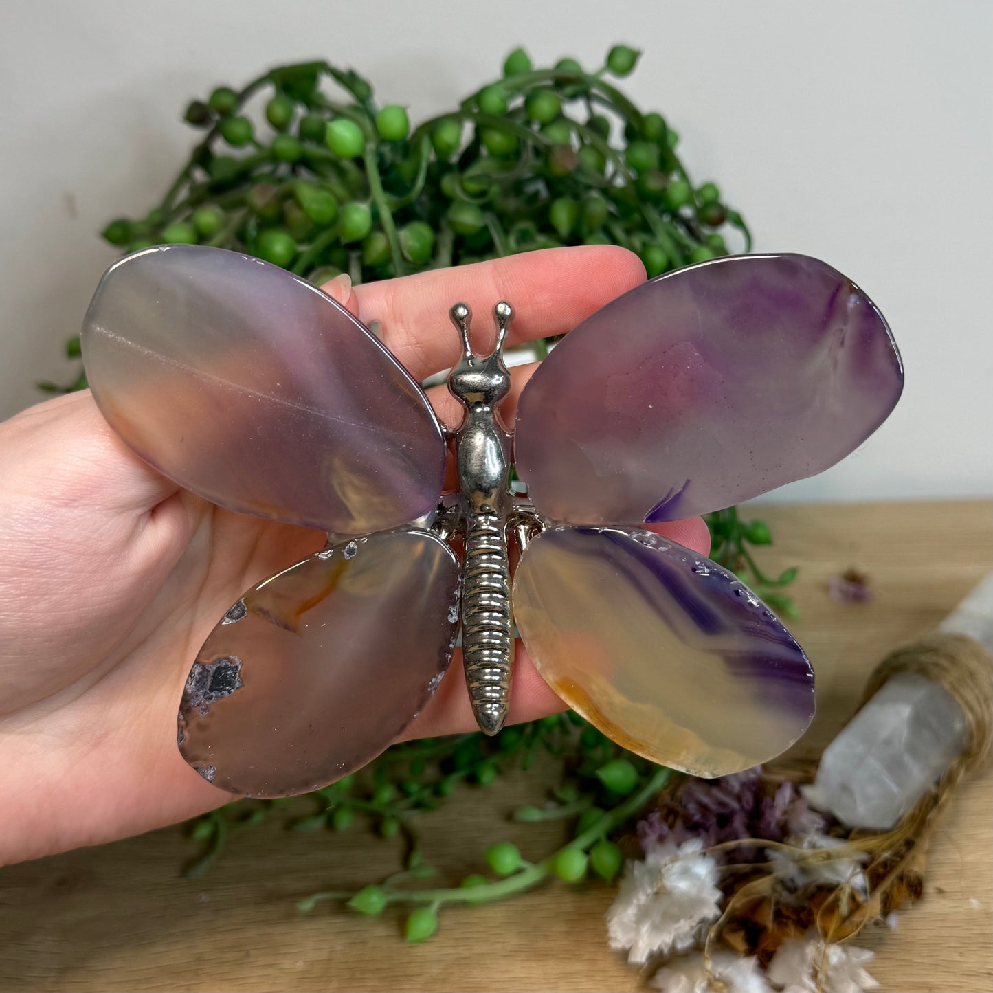 Purple Agate Slice Butterfly (H631)