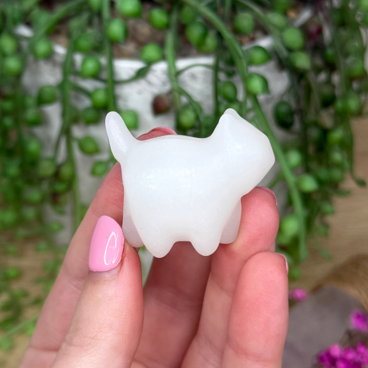 White Jade Small Round Cat