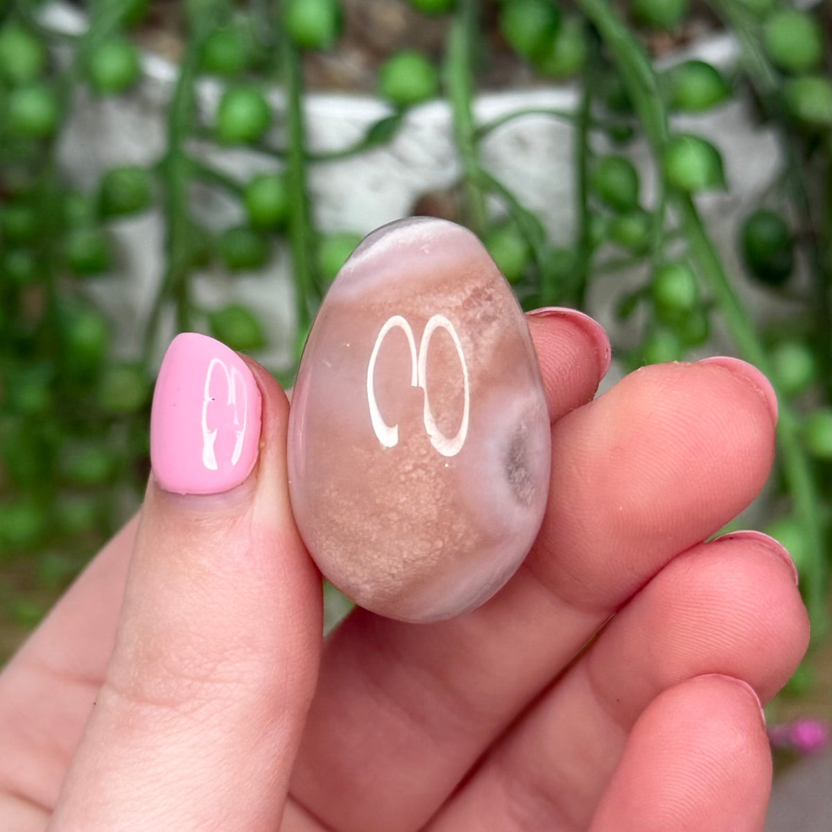 Pink Amethyst / Flower Agate Mini Egg 1