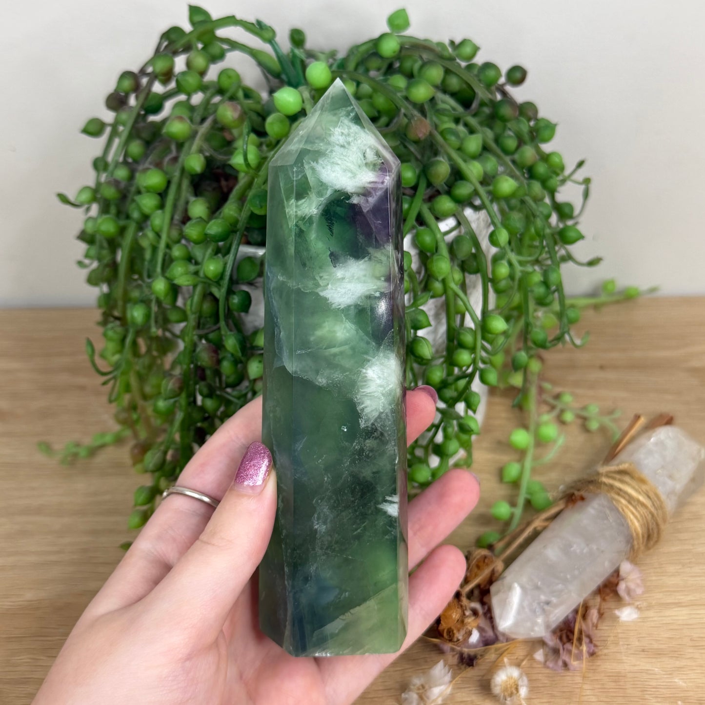 Rainbow Feather Fluorite Tower (W556)