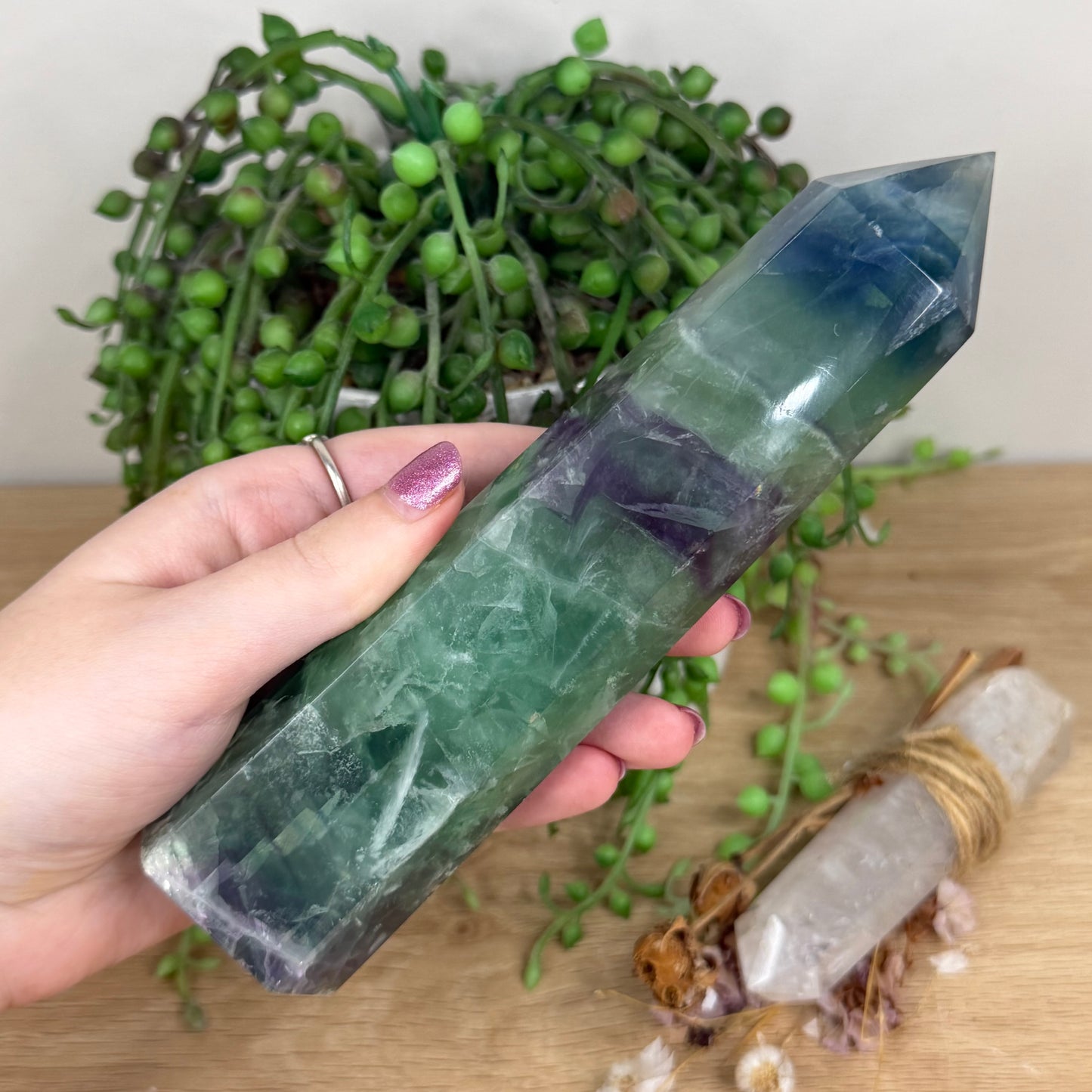 Rainbow Feather Fluorite Tower (W557)