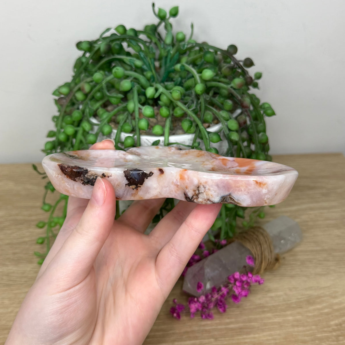 Pink Amethyst / Flower Agate / Carnelian Bowl (870A)