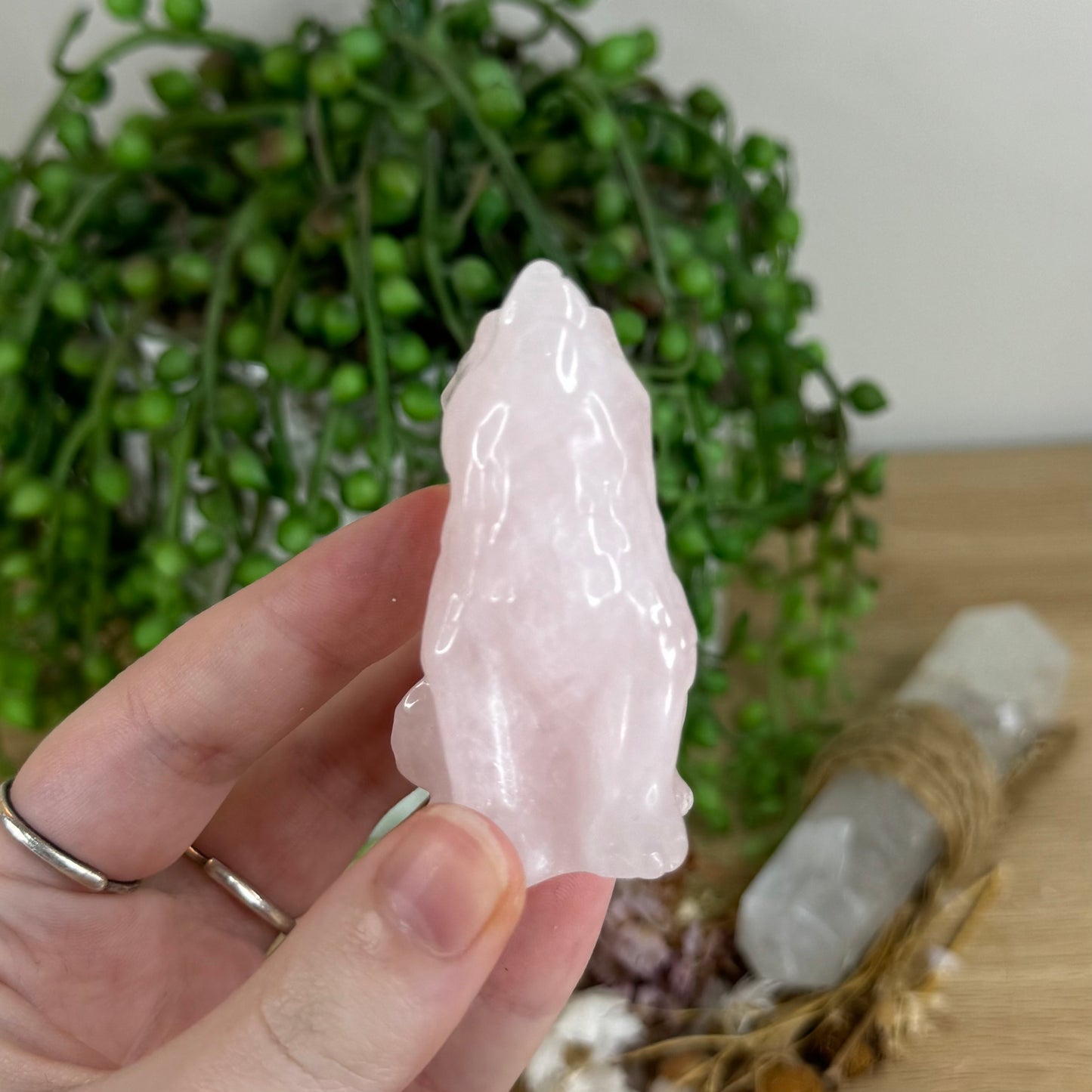 Rose Quartz Wolf (Q437)