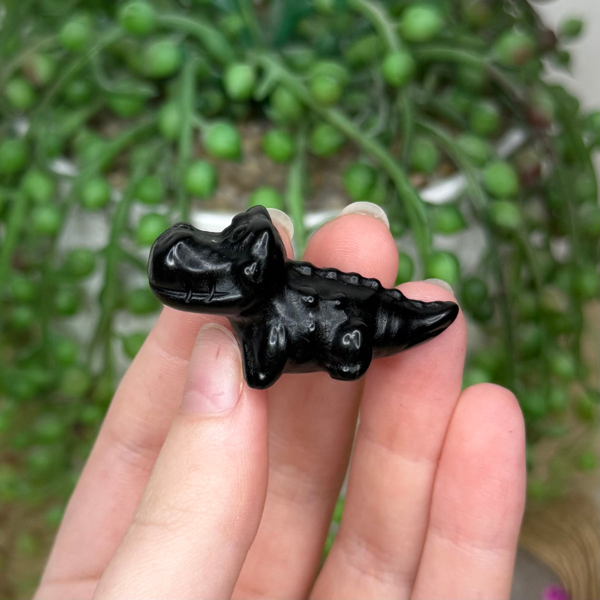 Black Obsidian Mini Crocodile
