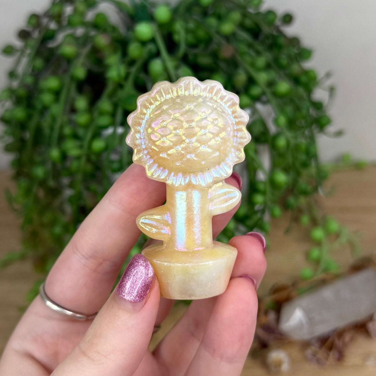 Aura Yellow Calcite Sunflower 1