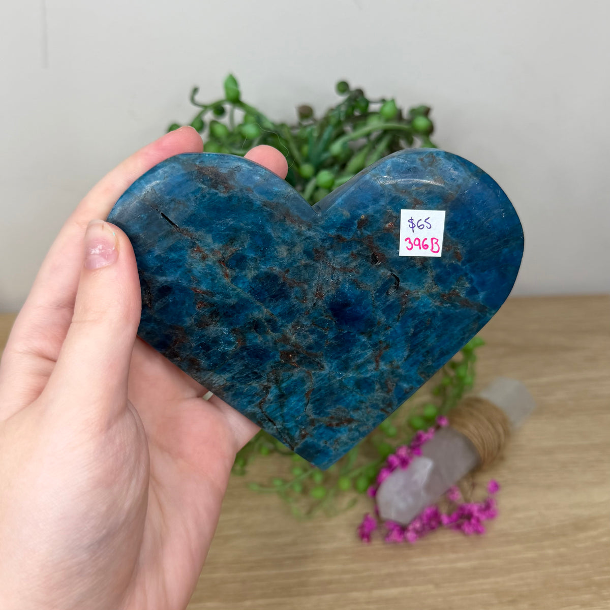 Blue Apatite Heart On Stand (396B)