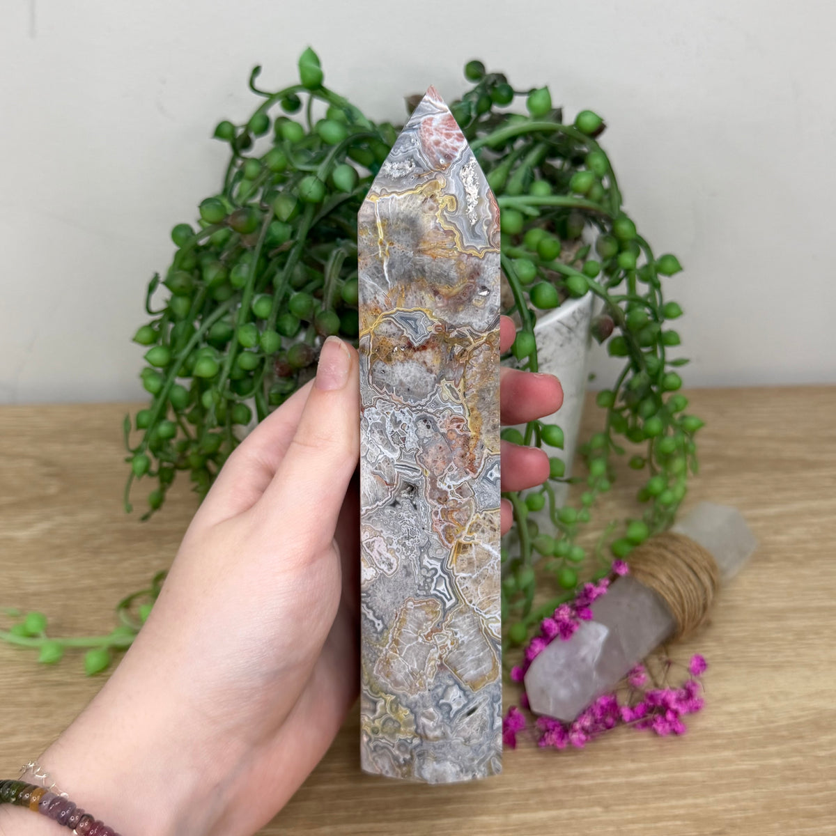 Mexican Crazy Lace Agate Tower (999A)