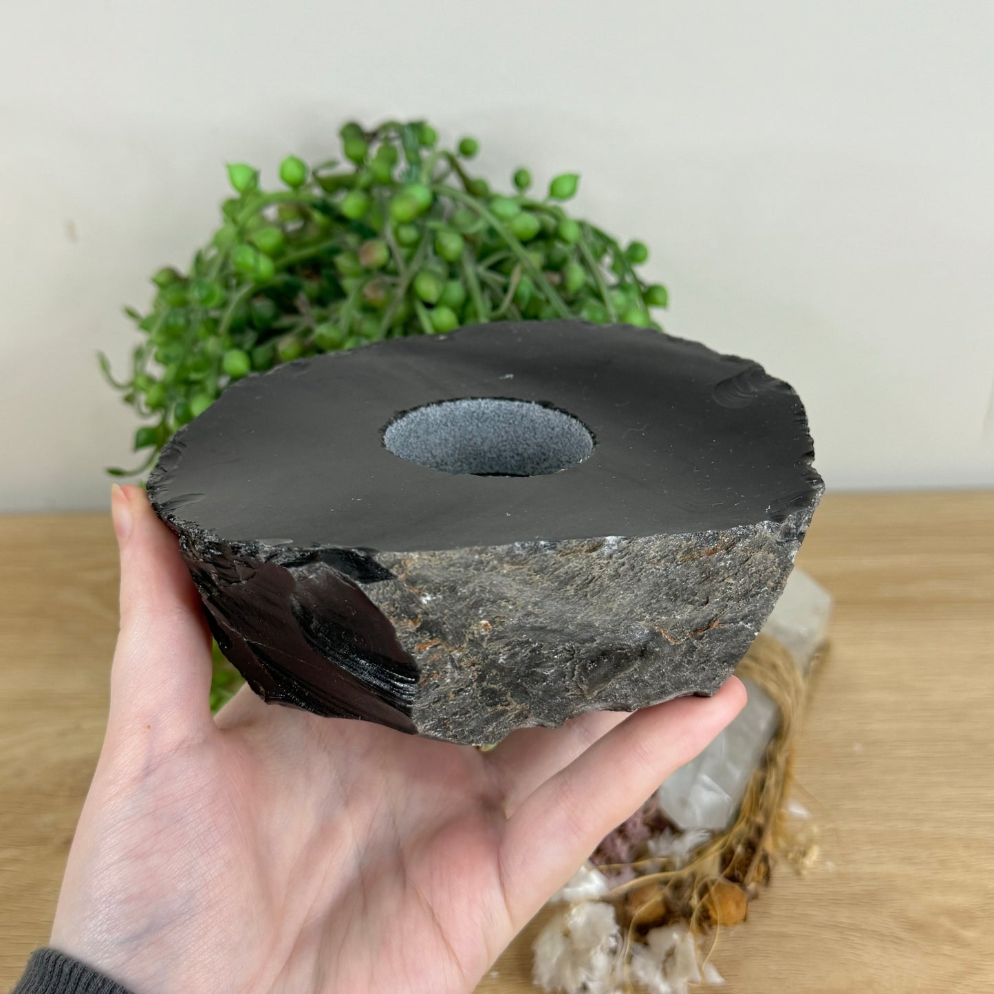 Black Obsidian Tea Light Holder (R57)
