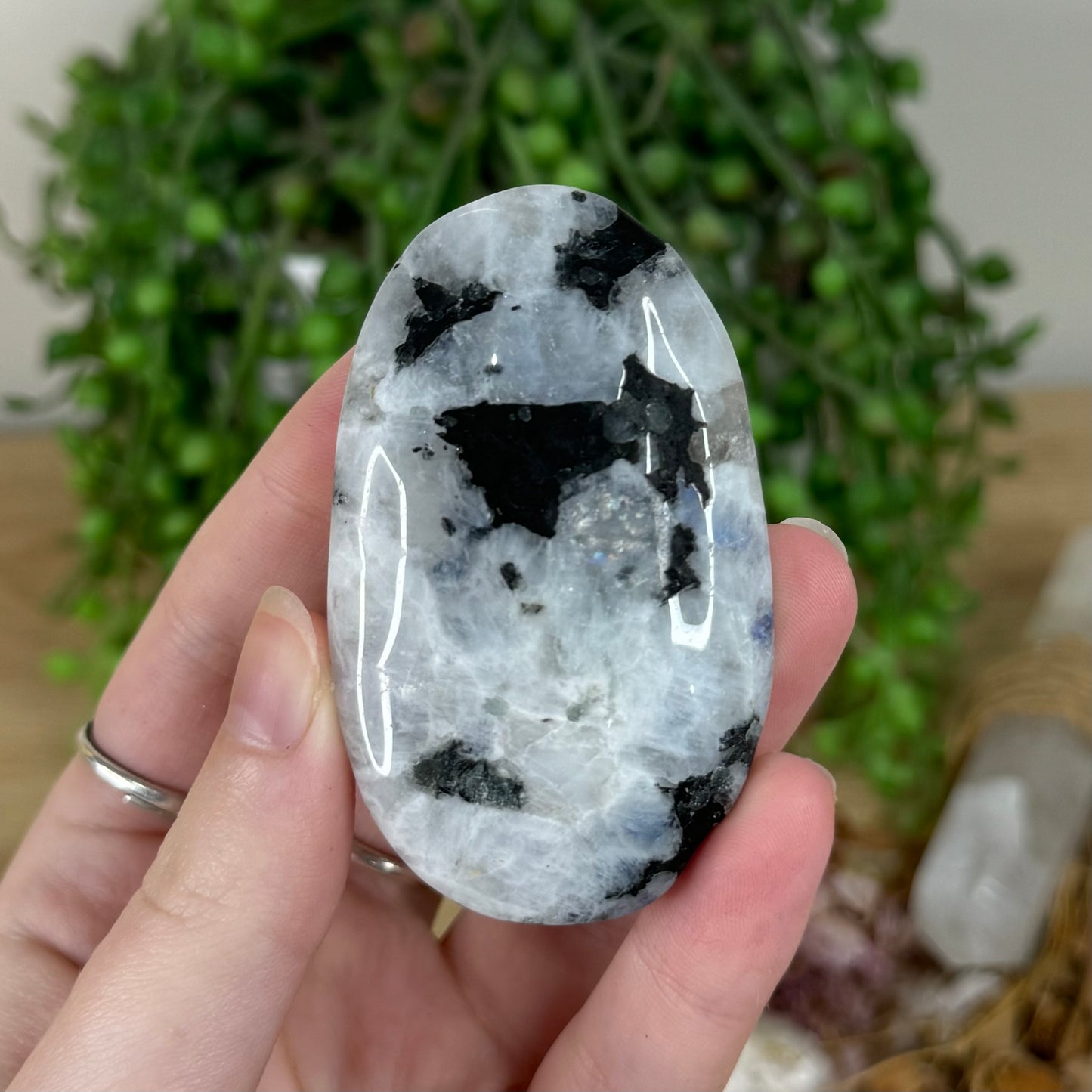 Rainbow Moonstone Palm Stone (R195)