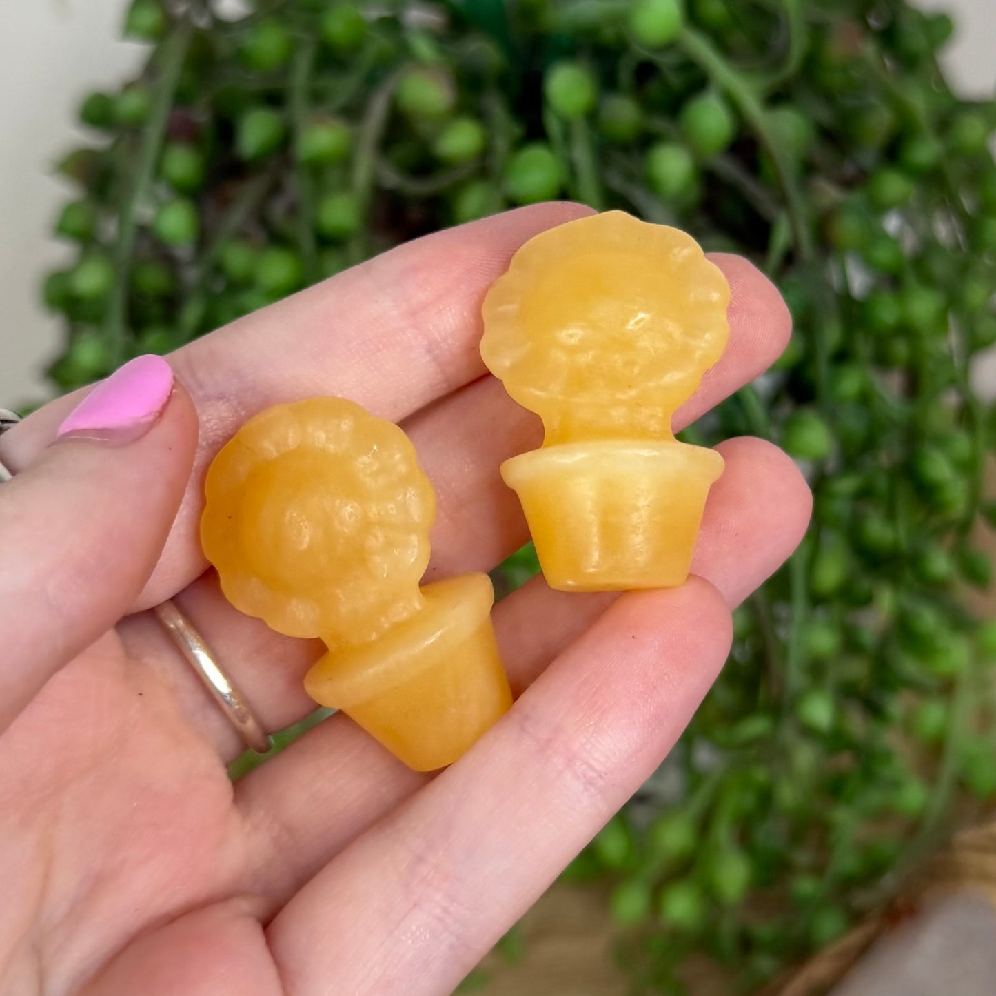 Yellow Calcite Small Flower Pot