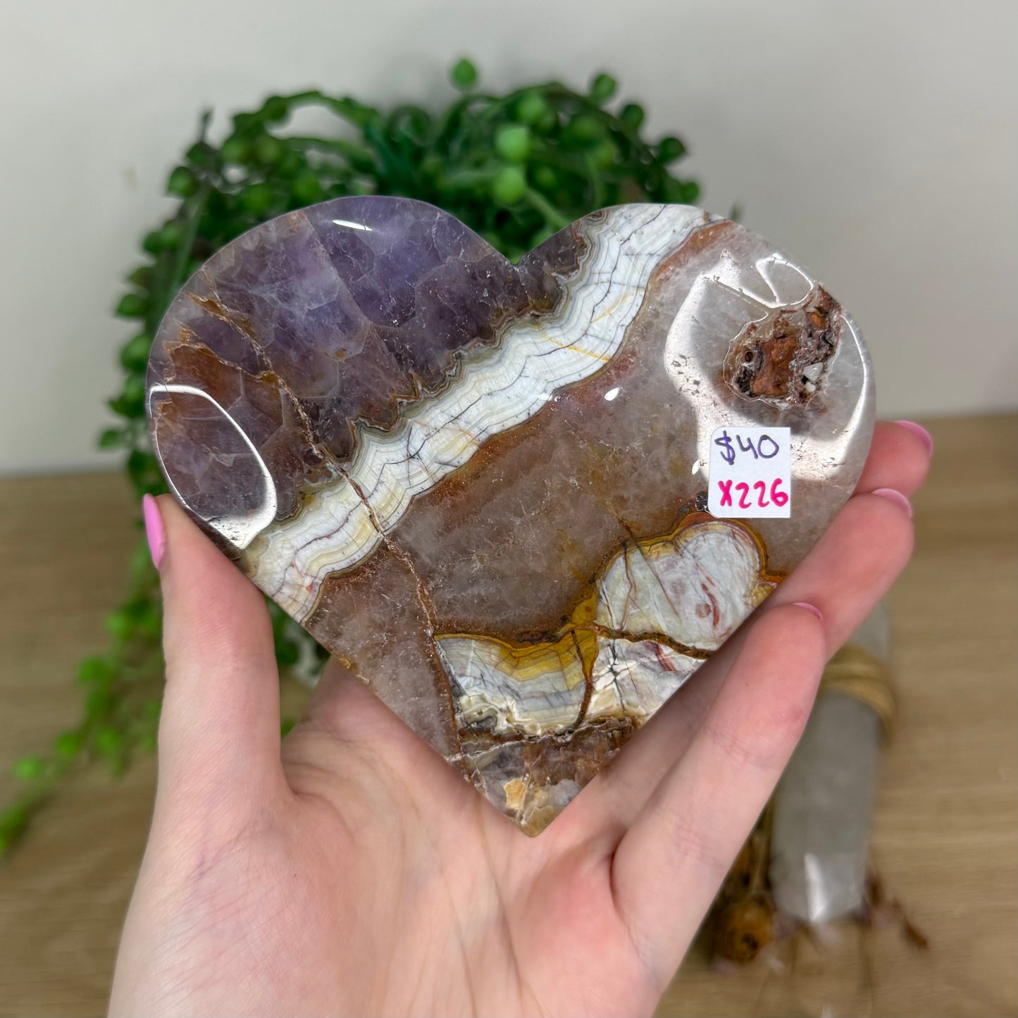 Amethyst / Mexican Crazy Lace Agate Heart (X226)