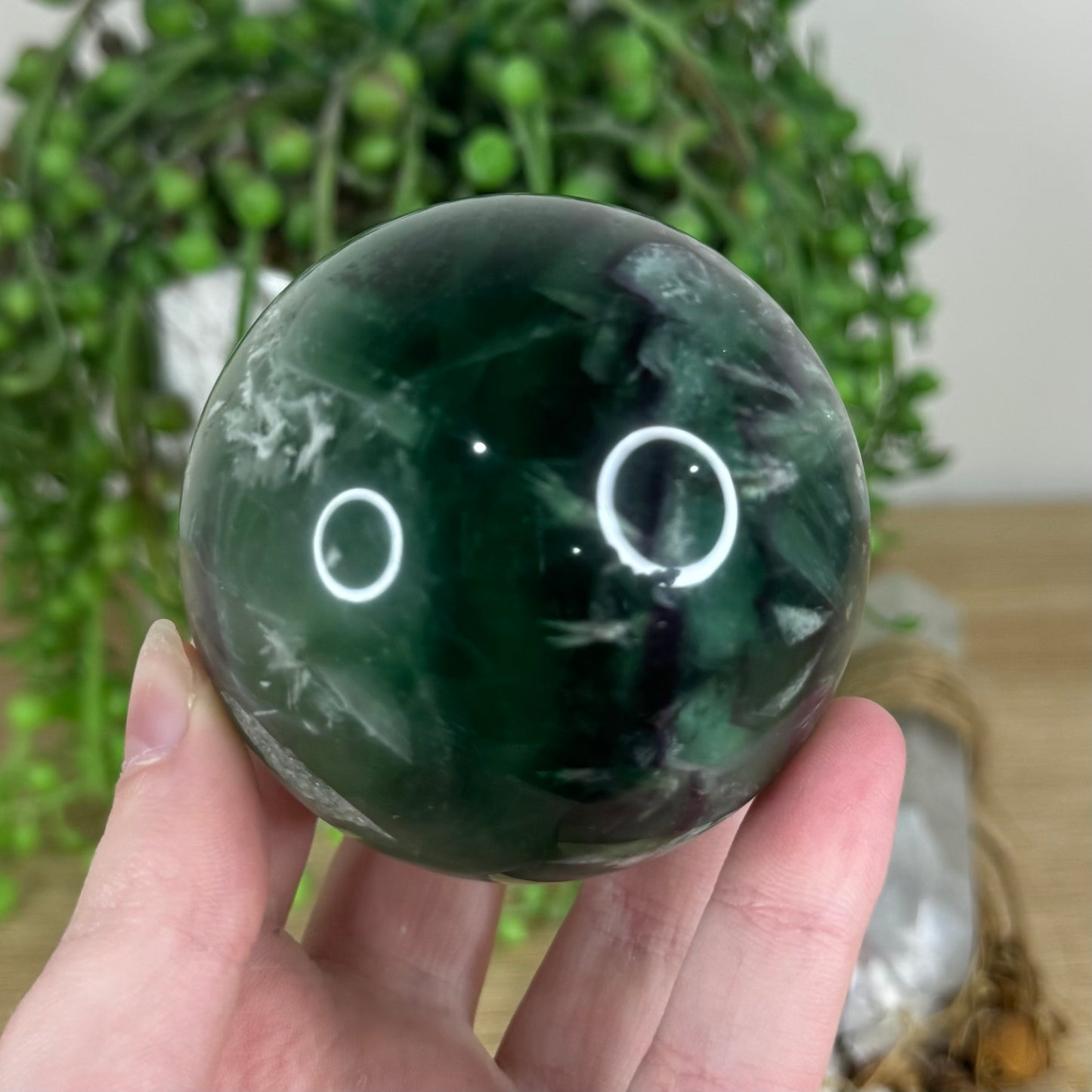 Green Feather Fluorite Sphere (N627)