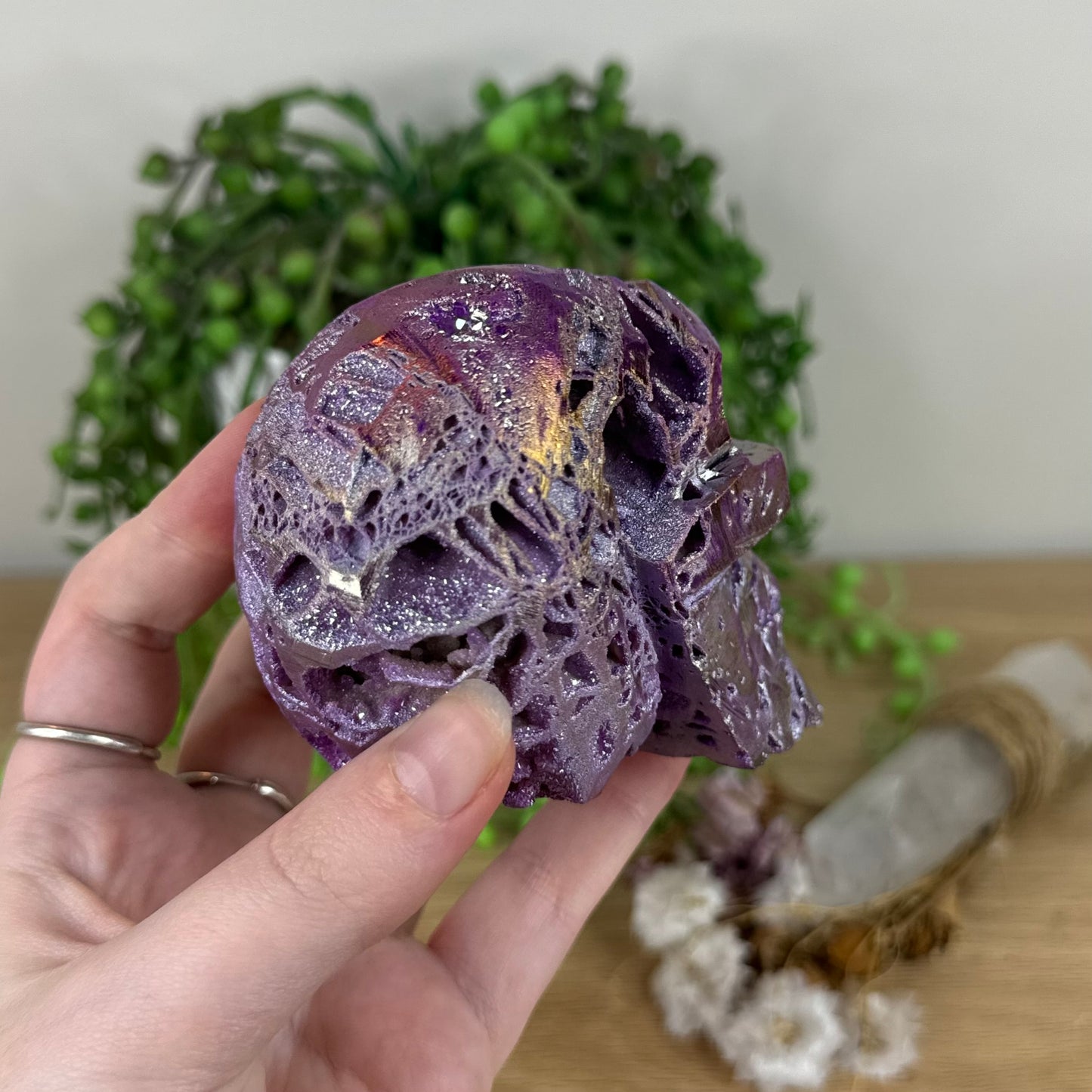 Purple Aura Sphalerite Skull (H504)