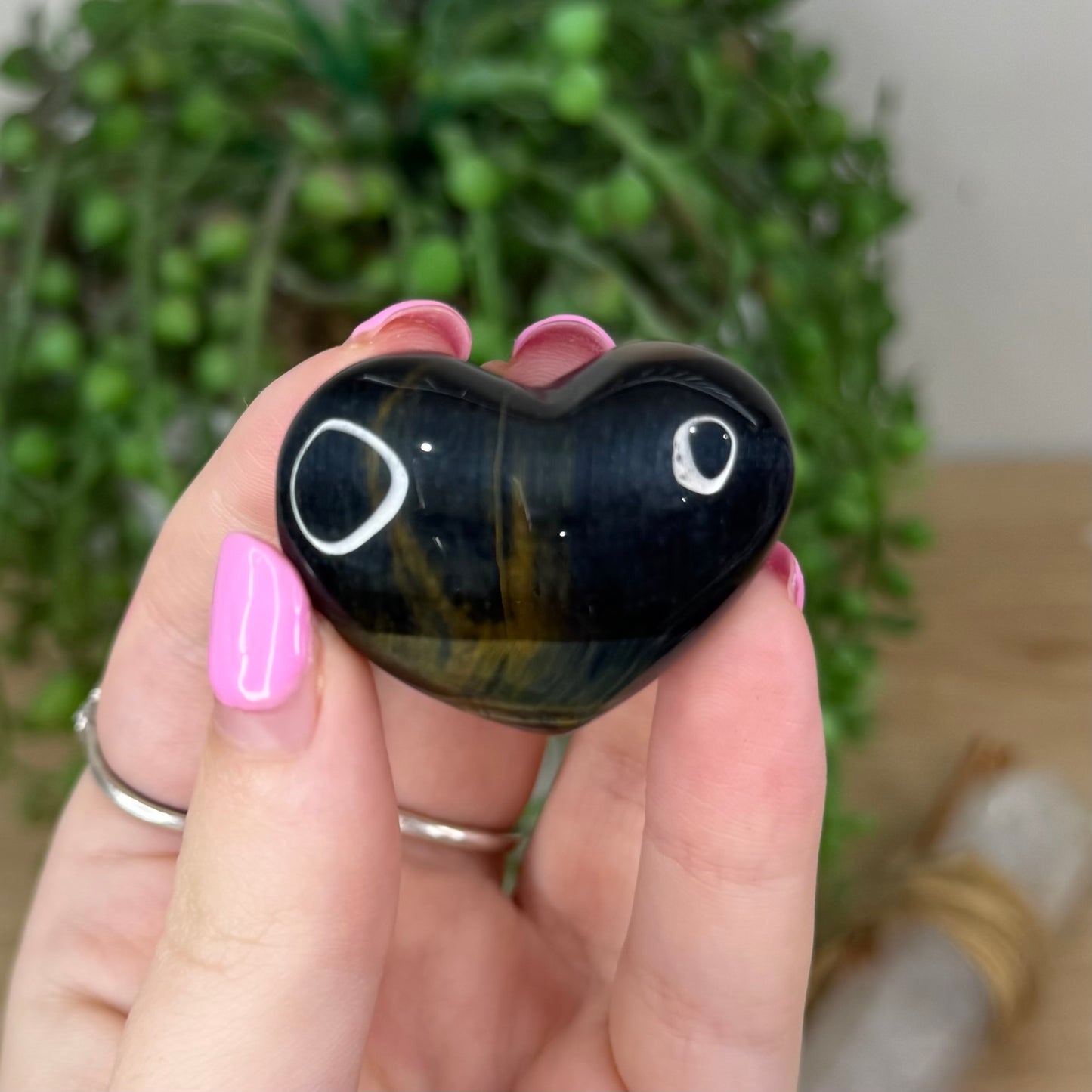 Blue Tiger Eye Heart (X727)