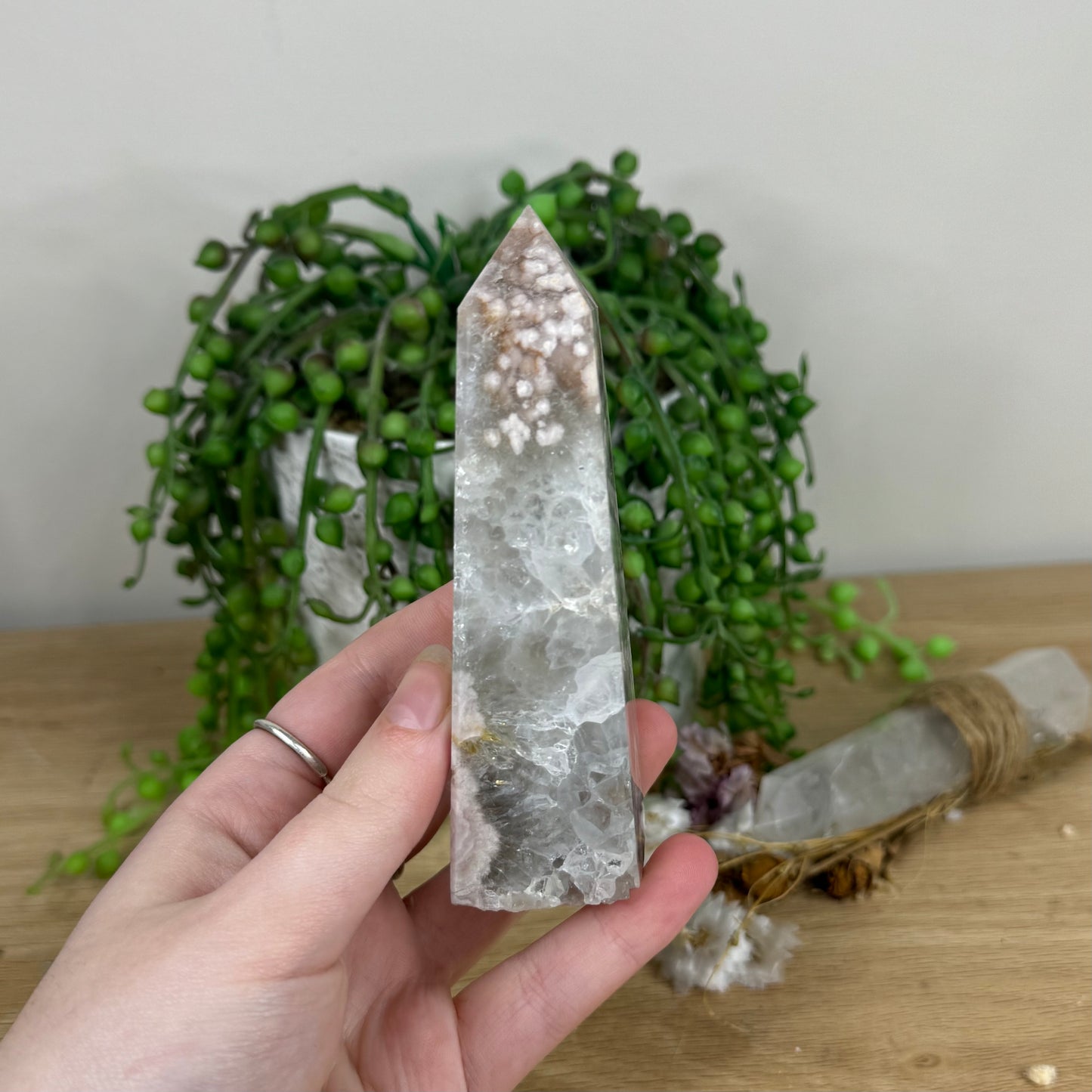 Green Quartz / Pink Amethyst Point (N783)