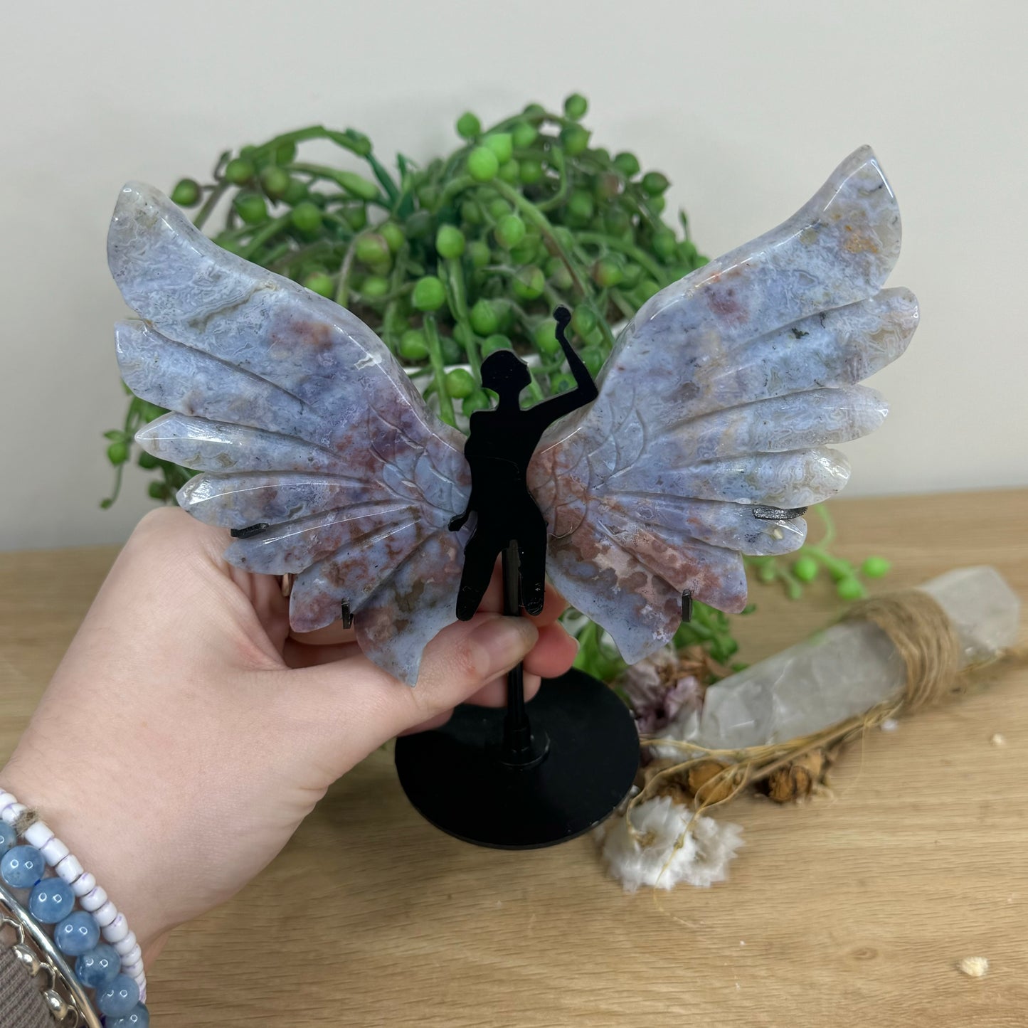 Ocean Jasper Pixie Wings On Stand (N761)