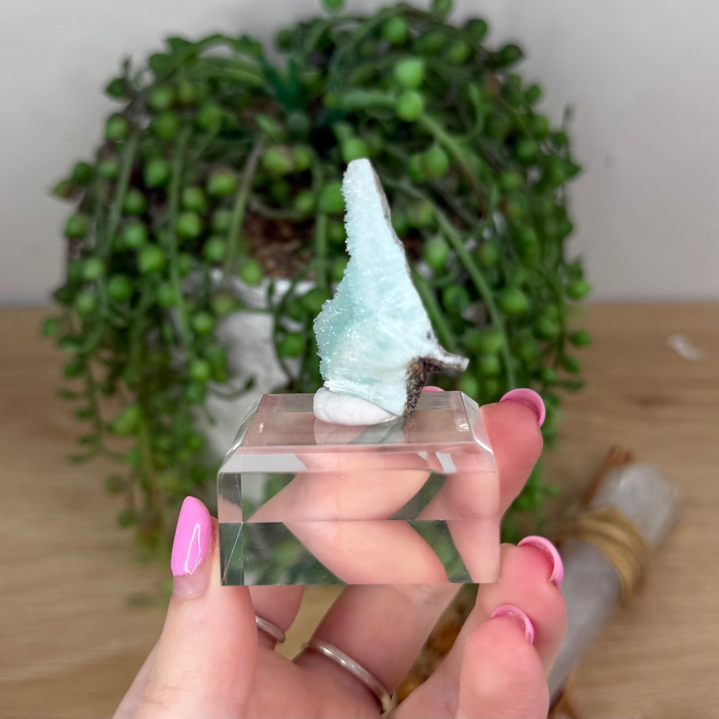 Blue Aragonite Specimen On Stand (X889)