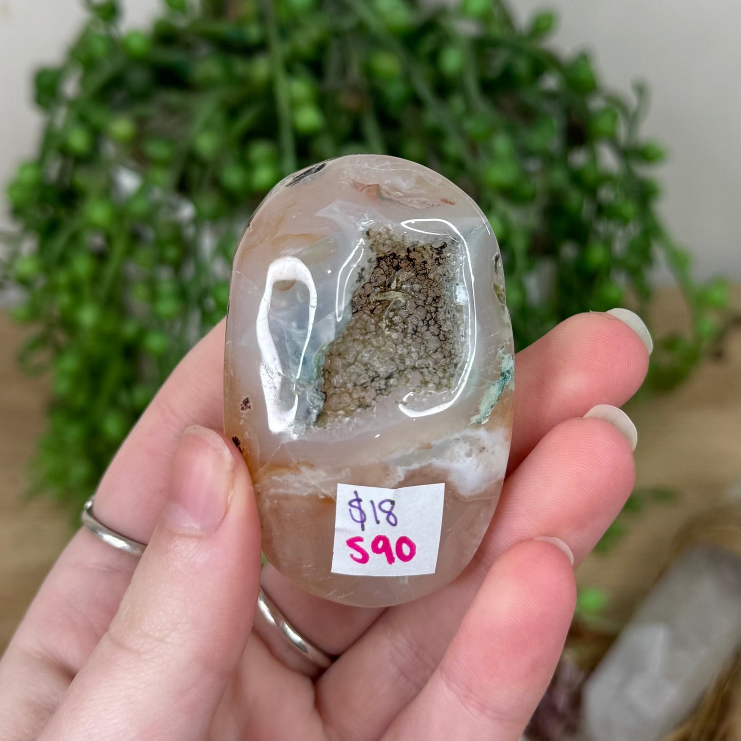 Flower Agate Palm Stone (S90)