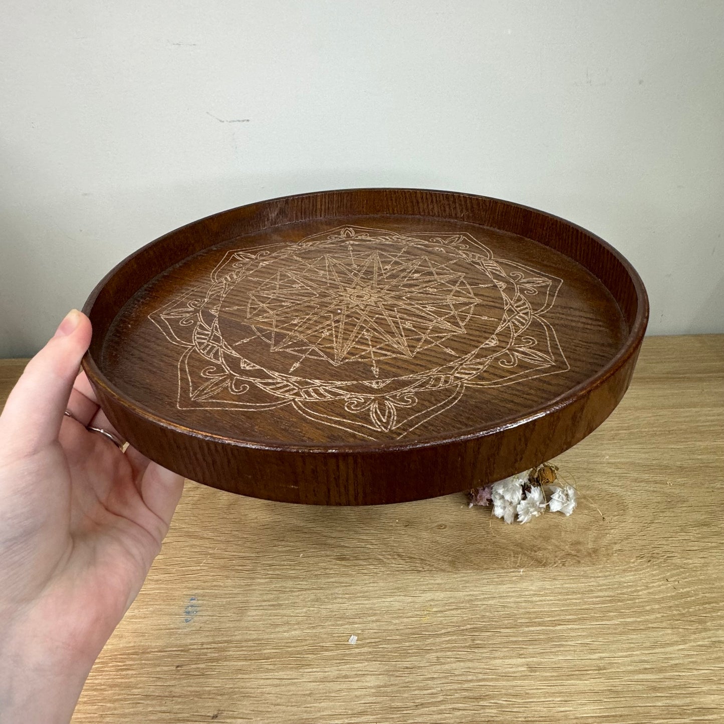Mandala Round Wooden Tray (G417)