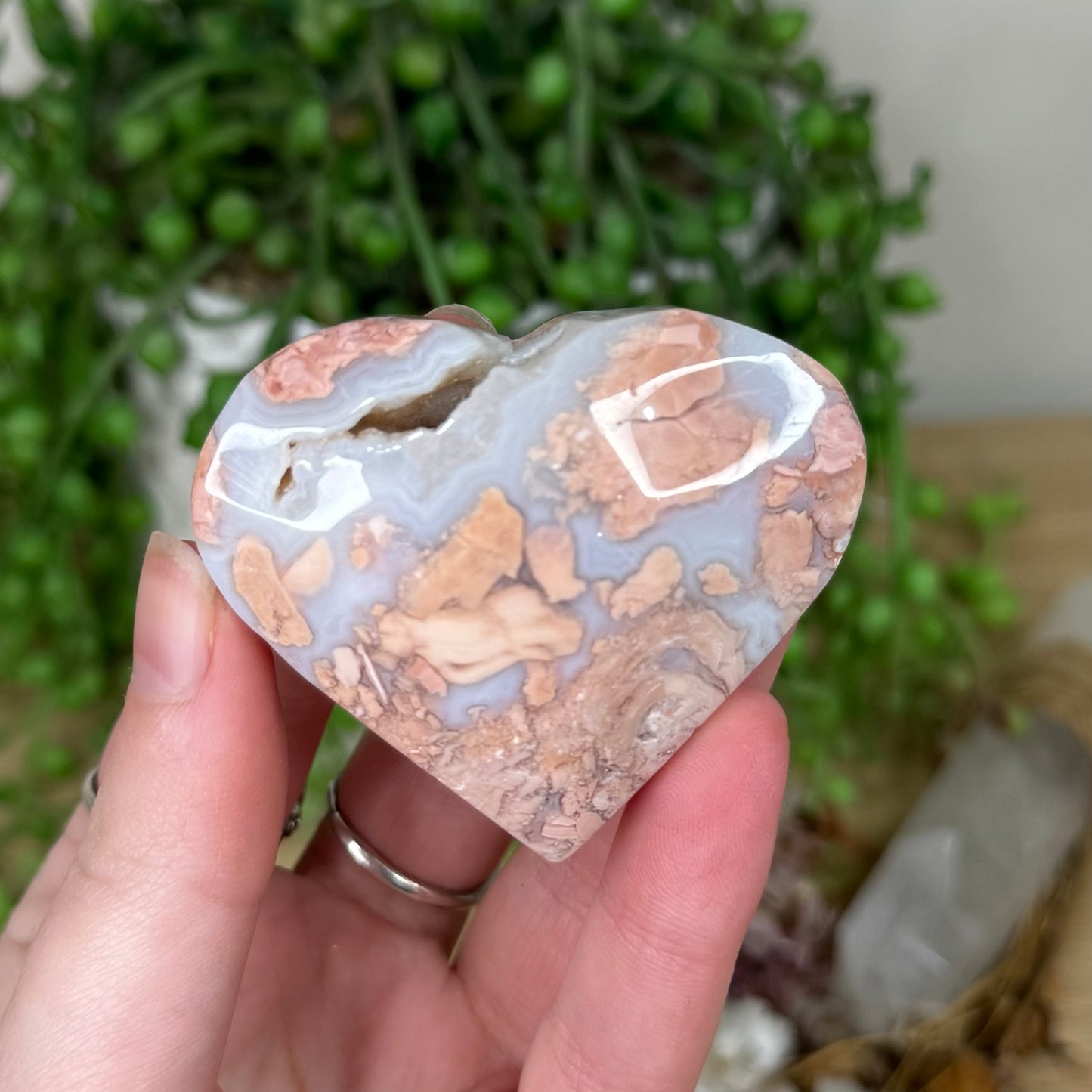 Pink Candy Agate Heart (S266)