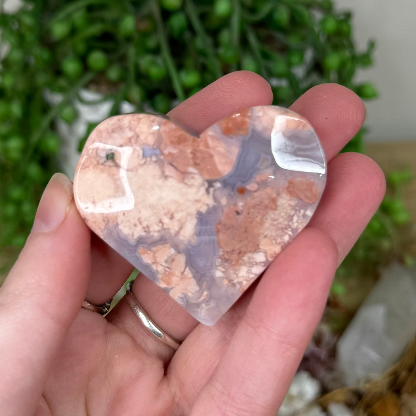 Pink Candy Agate Heart (S160)