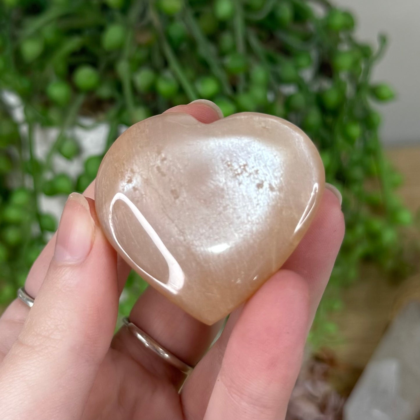 Peach Moonstone / Sunstone Heart (S363)