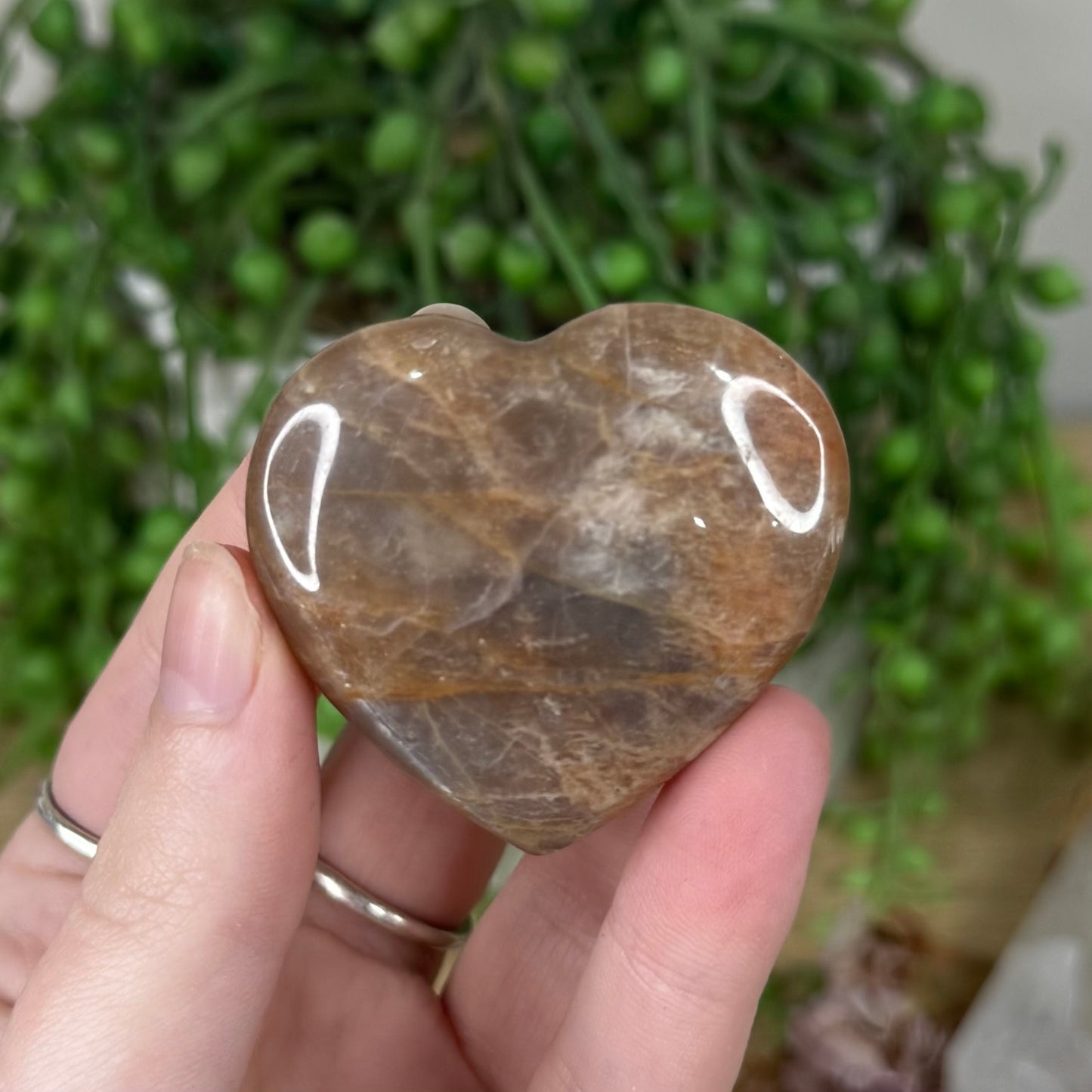 Peach Moonstone / Sunstone Heart (S377)