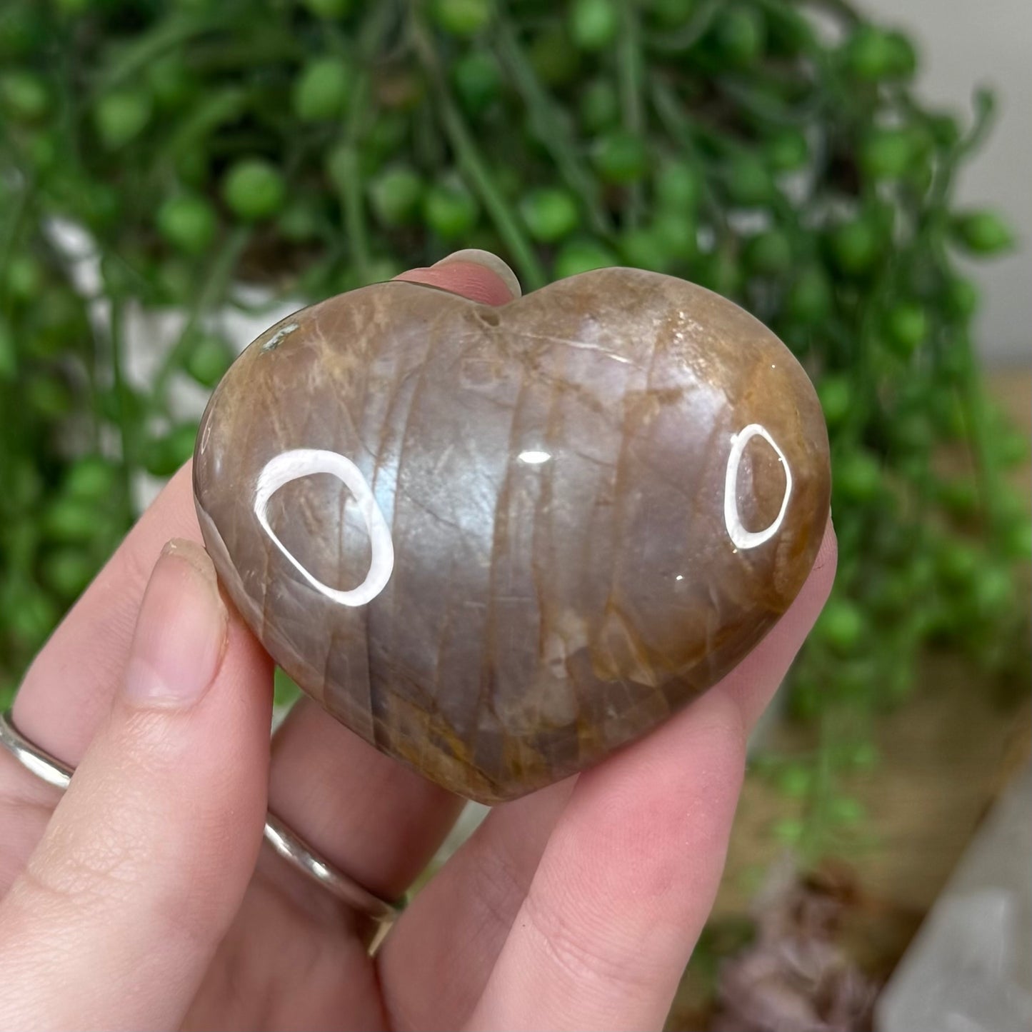 Peach Moonstone / Sunstone Heart (S383)