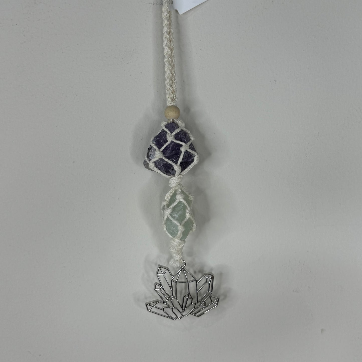 Amethyst / Fluorite Macrame Car Hanger (M854)