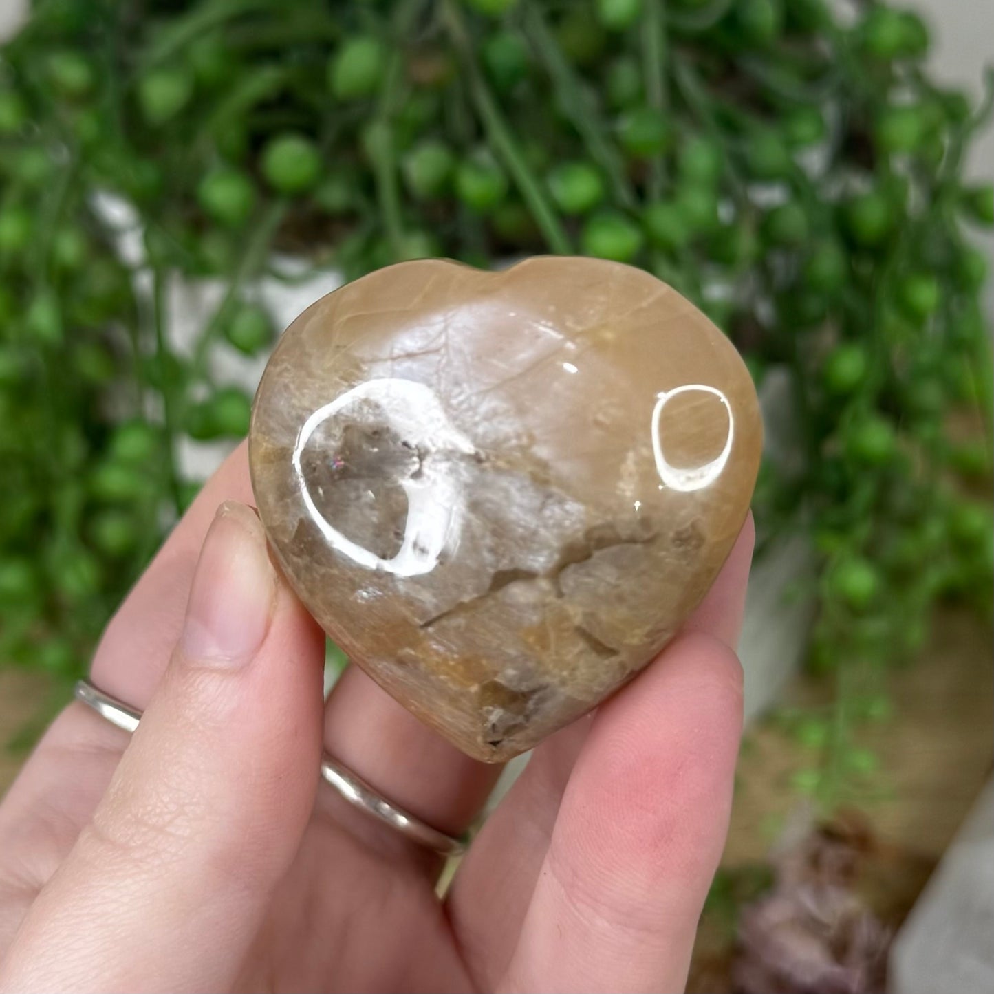 Peach Moonstone / Sunstone Heart (S380)