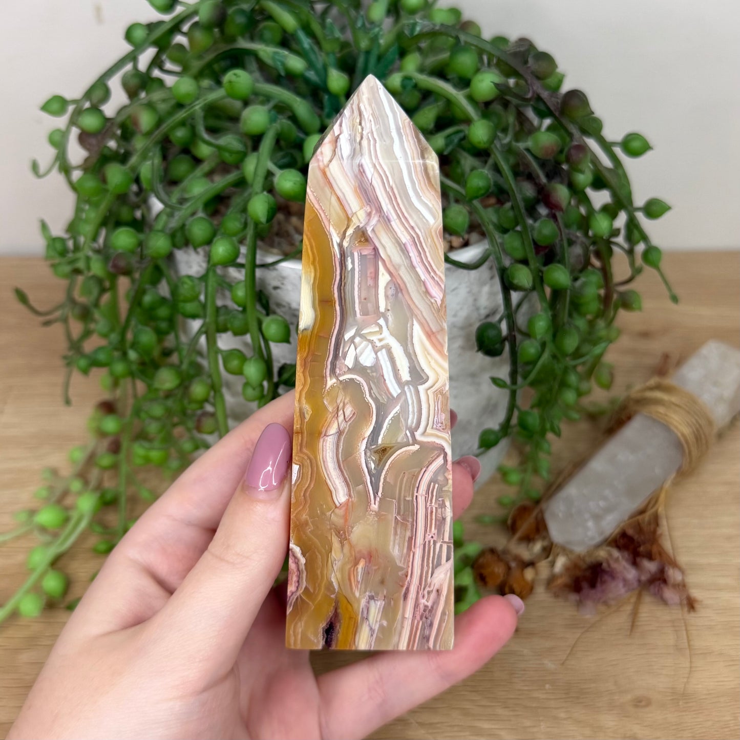 Pink Crazy Lace Agate Tower (Y802)