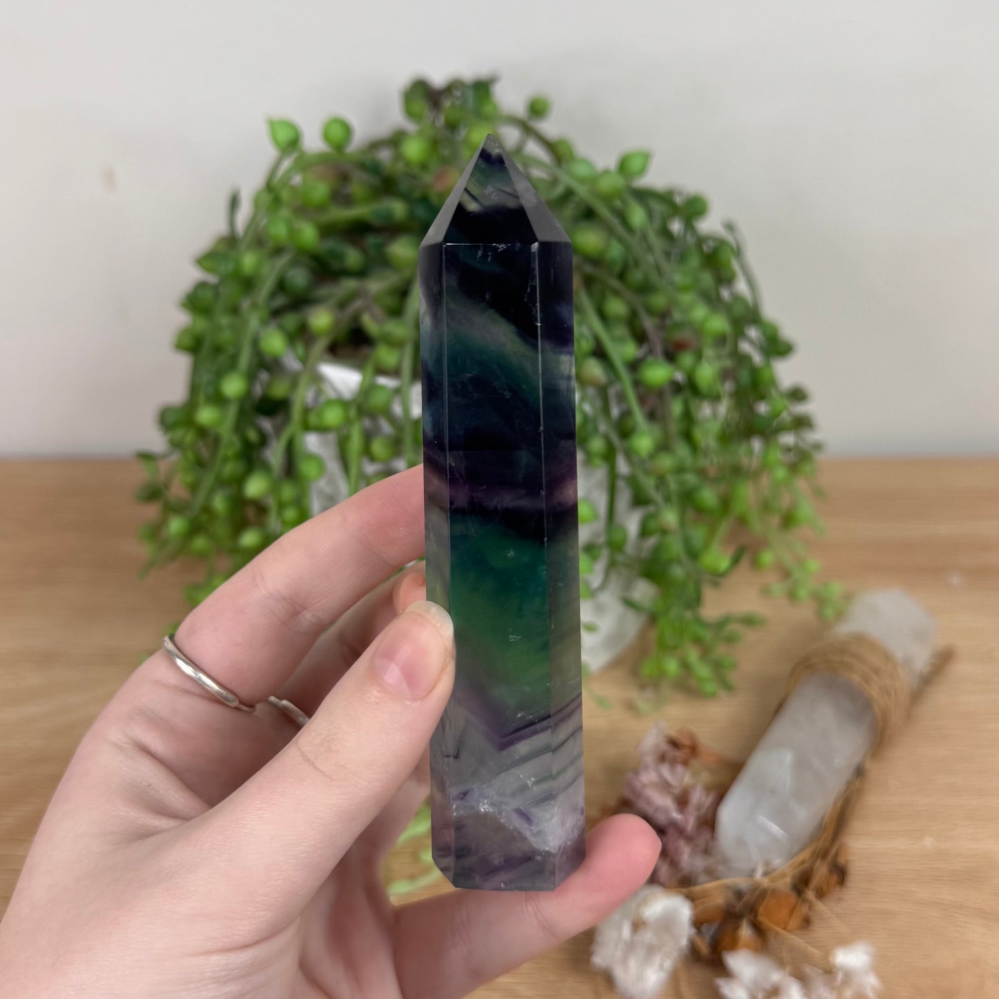 Rainbow Fluorite Point (S677)