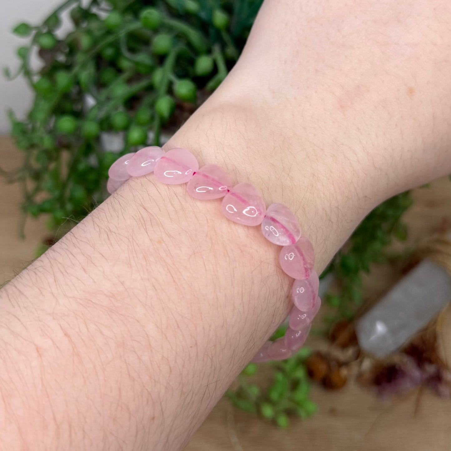 Rose Quartz Heart Bracelet (Y396) (Y399) (Y397) (Y395)