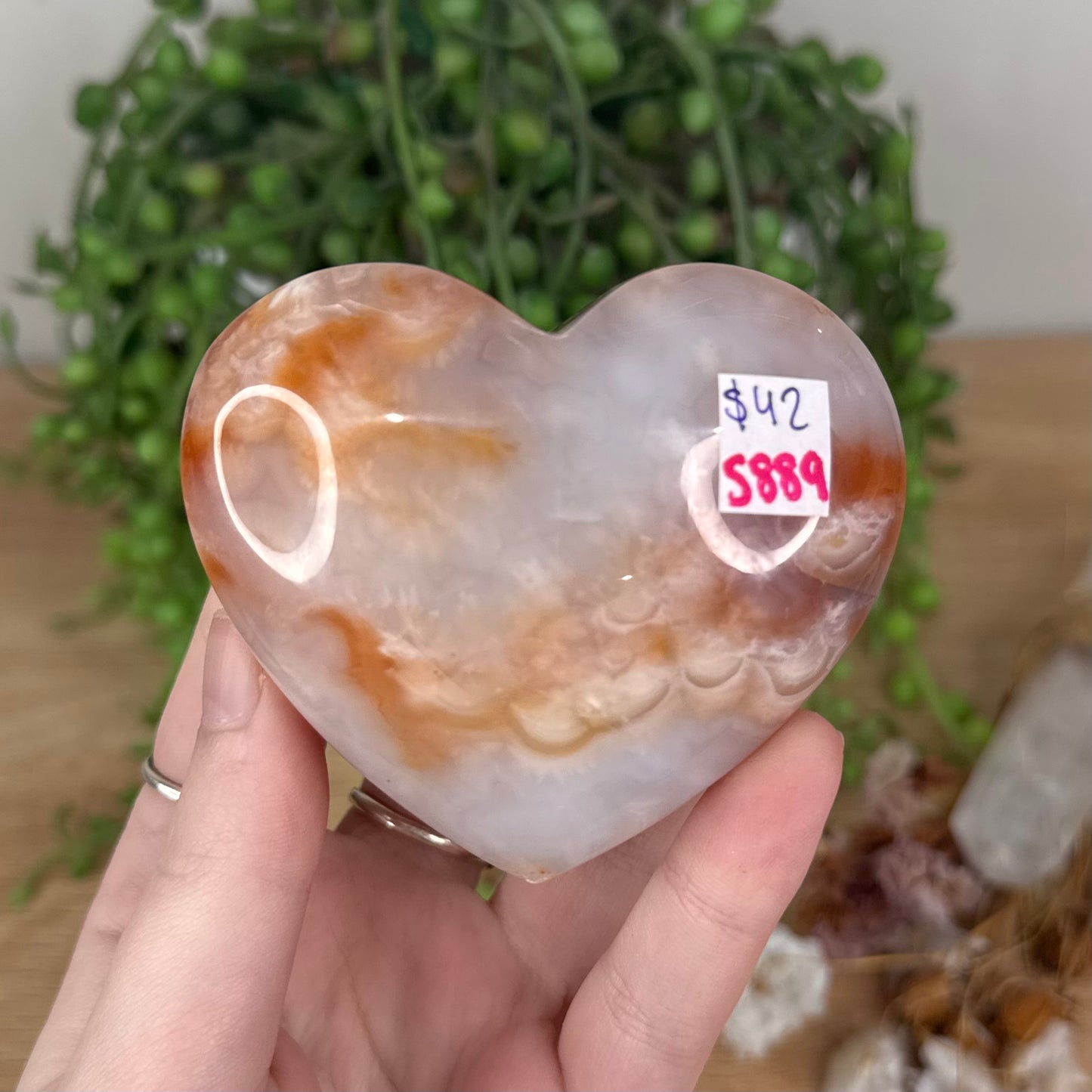 Pink Carnelian Heart (S889)
