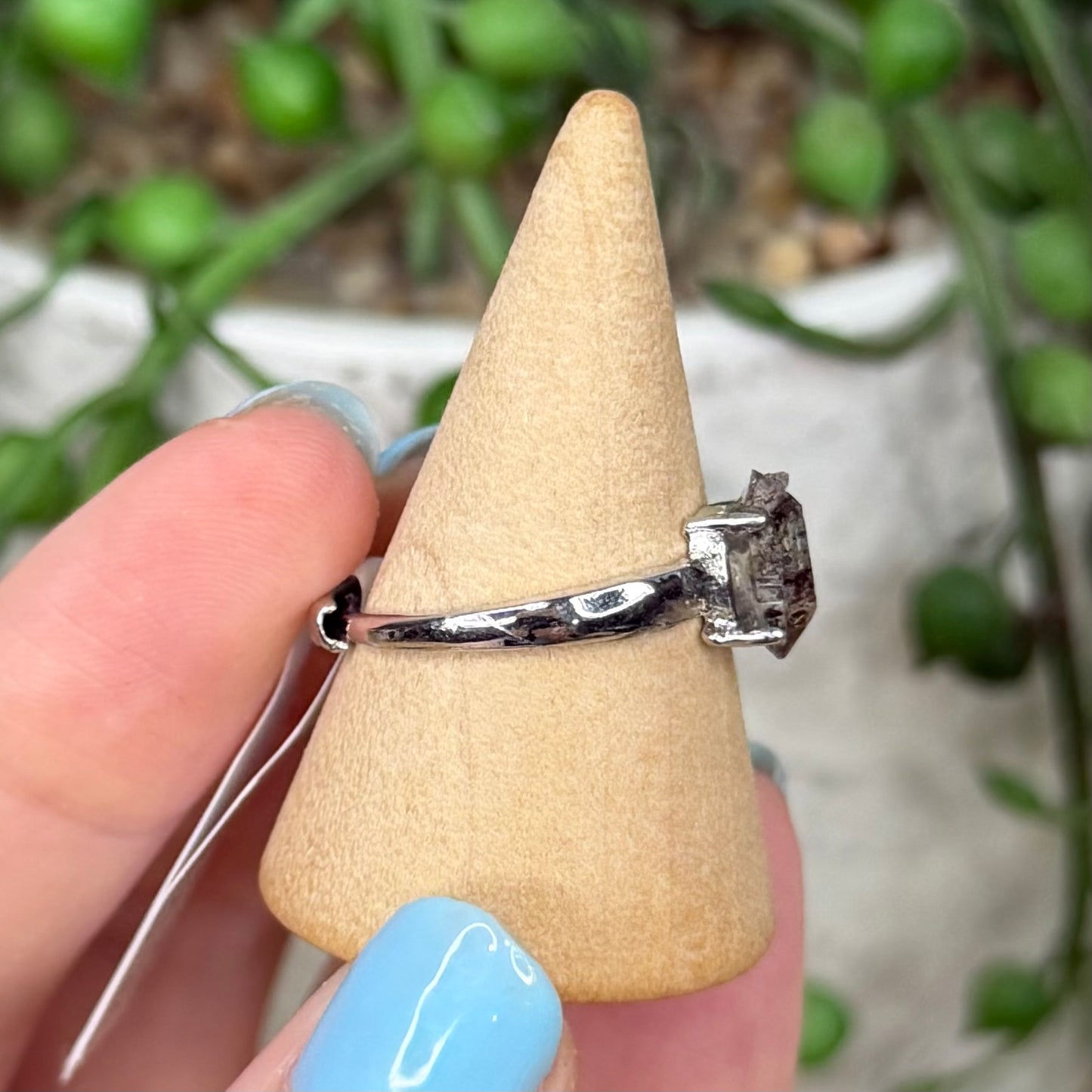 Herkimer Diamond White Copper Ring (Y383)