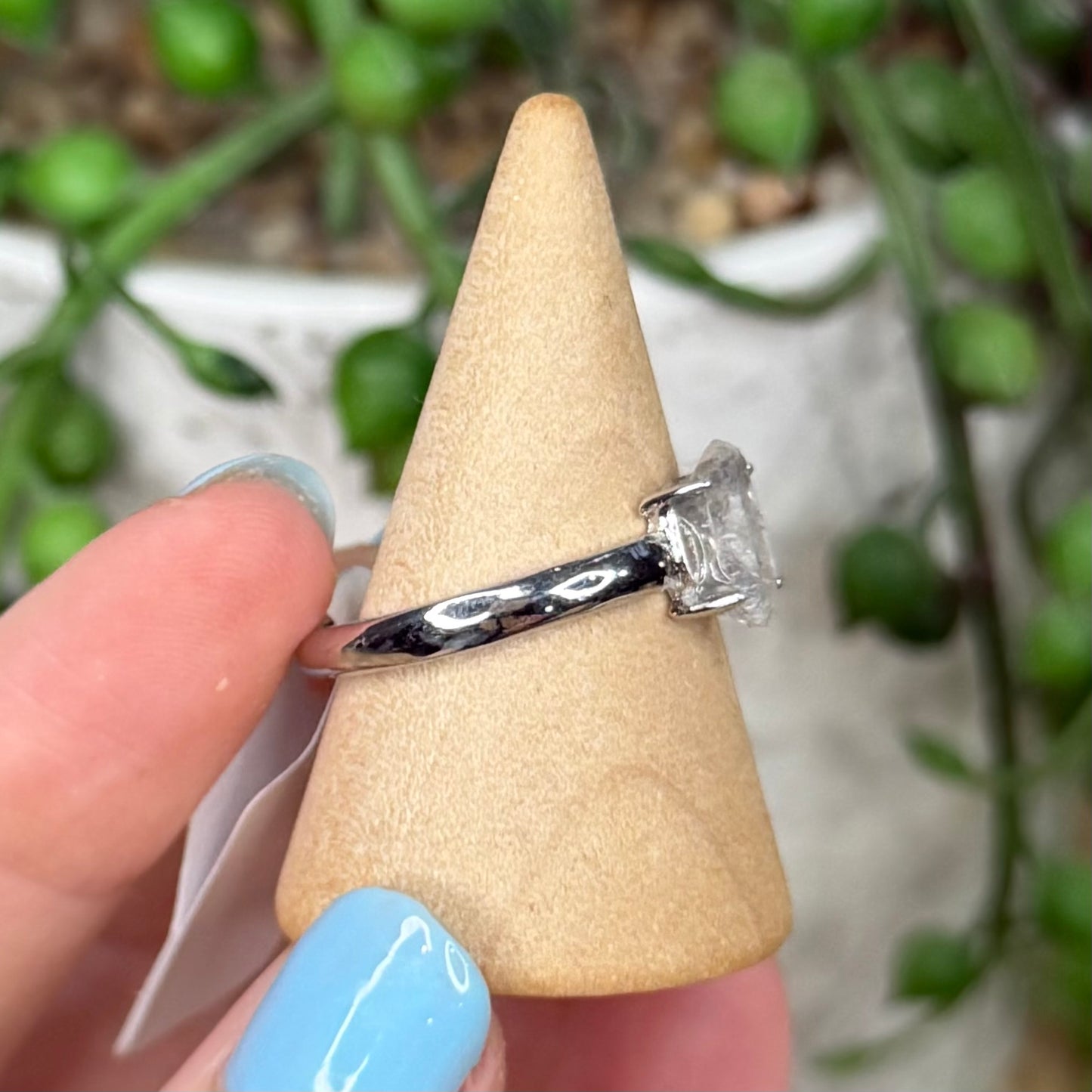 Herkimer Diamond White Copper Ring (Y384)