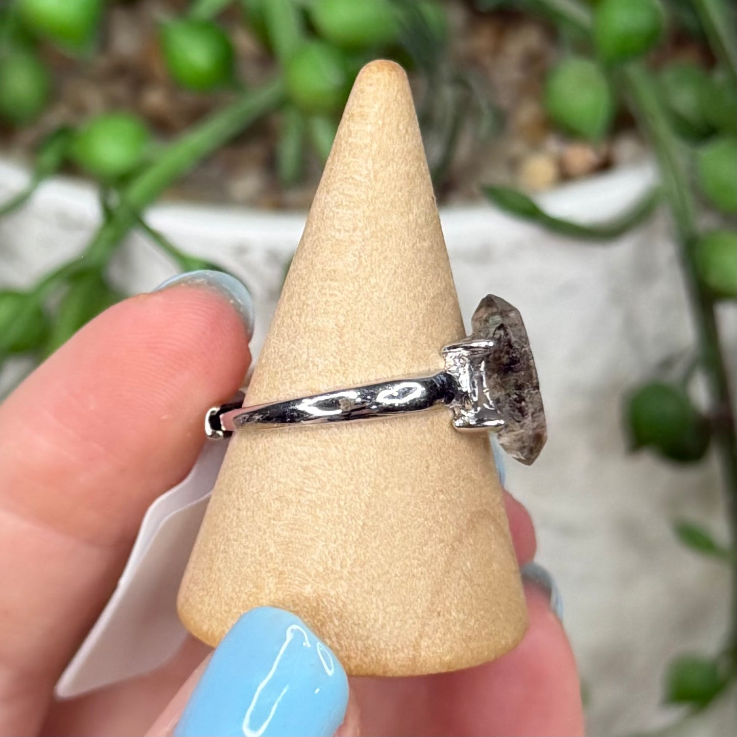 Herkimer Diamond White Copper Ring (Y388)