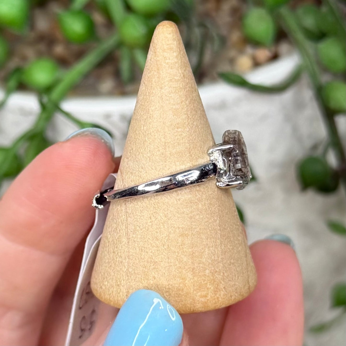 Herkimer Diamond White Copper Ring (Y387)