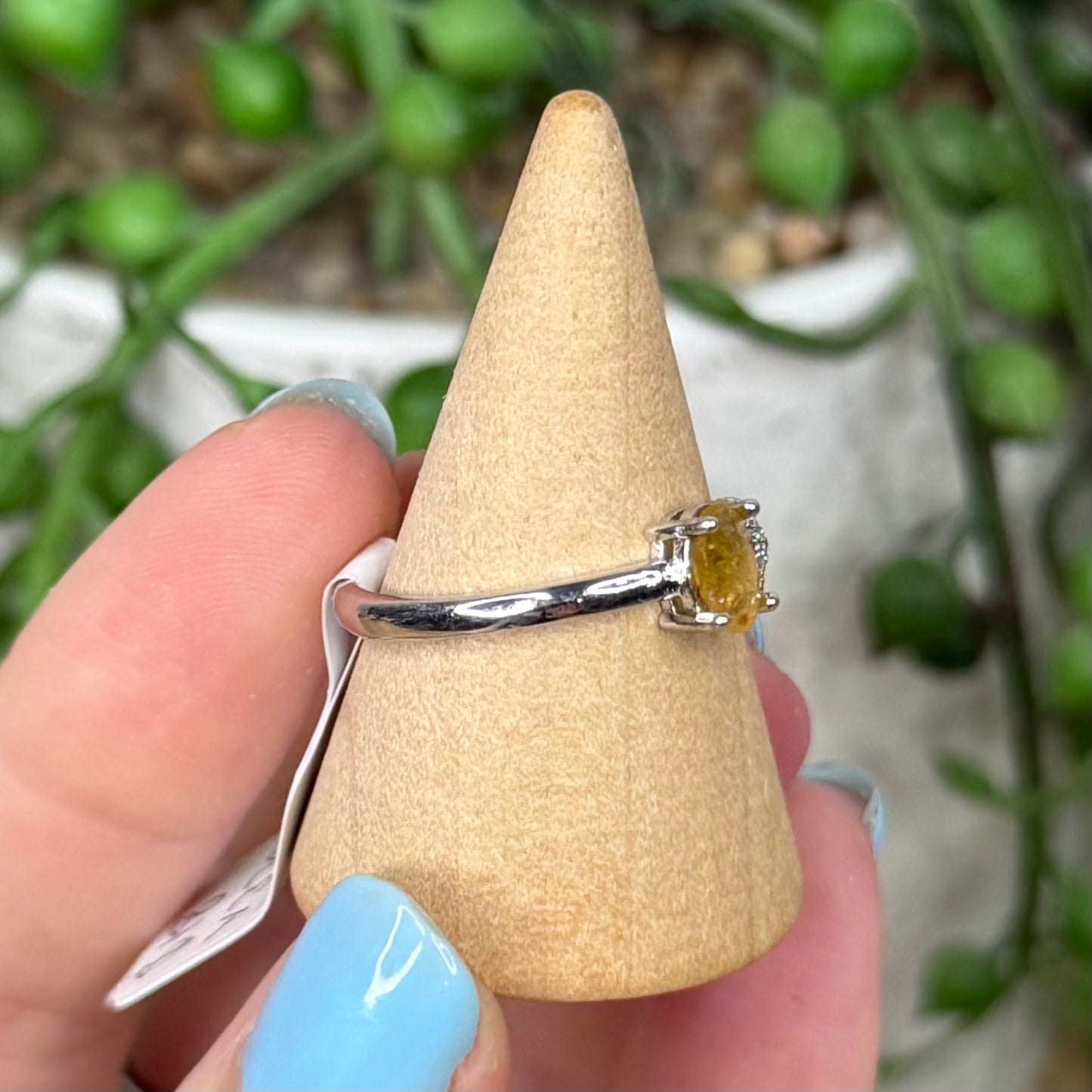 Watermelon Tourmaline White Copper Ring (Y370)